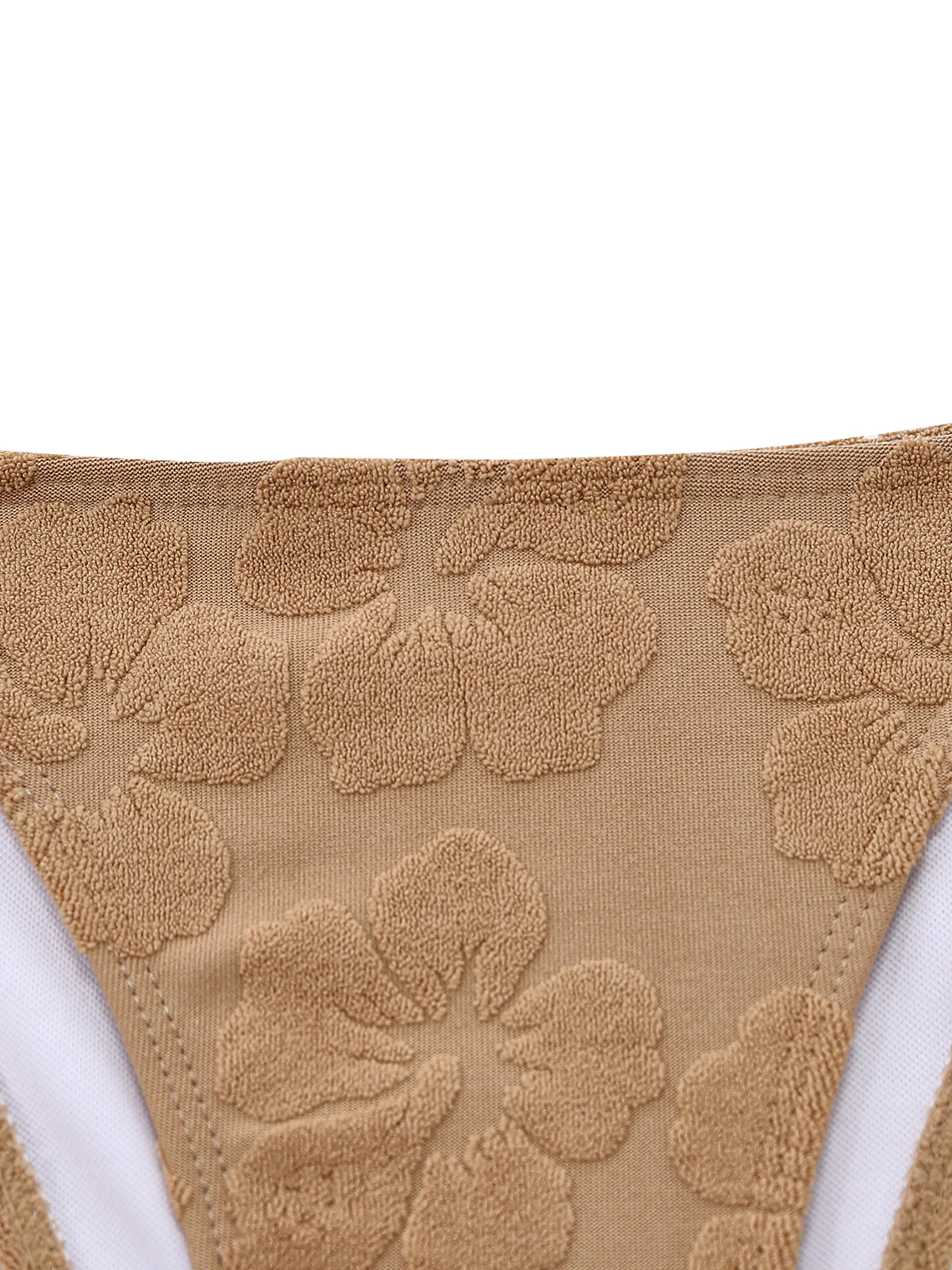 1970s Solid 3D Camellia Foil-Print Swimsuit & Cover-Up - Image 6
