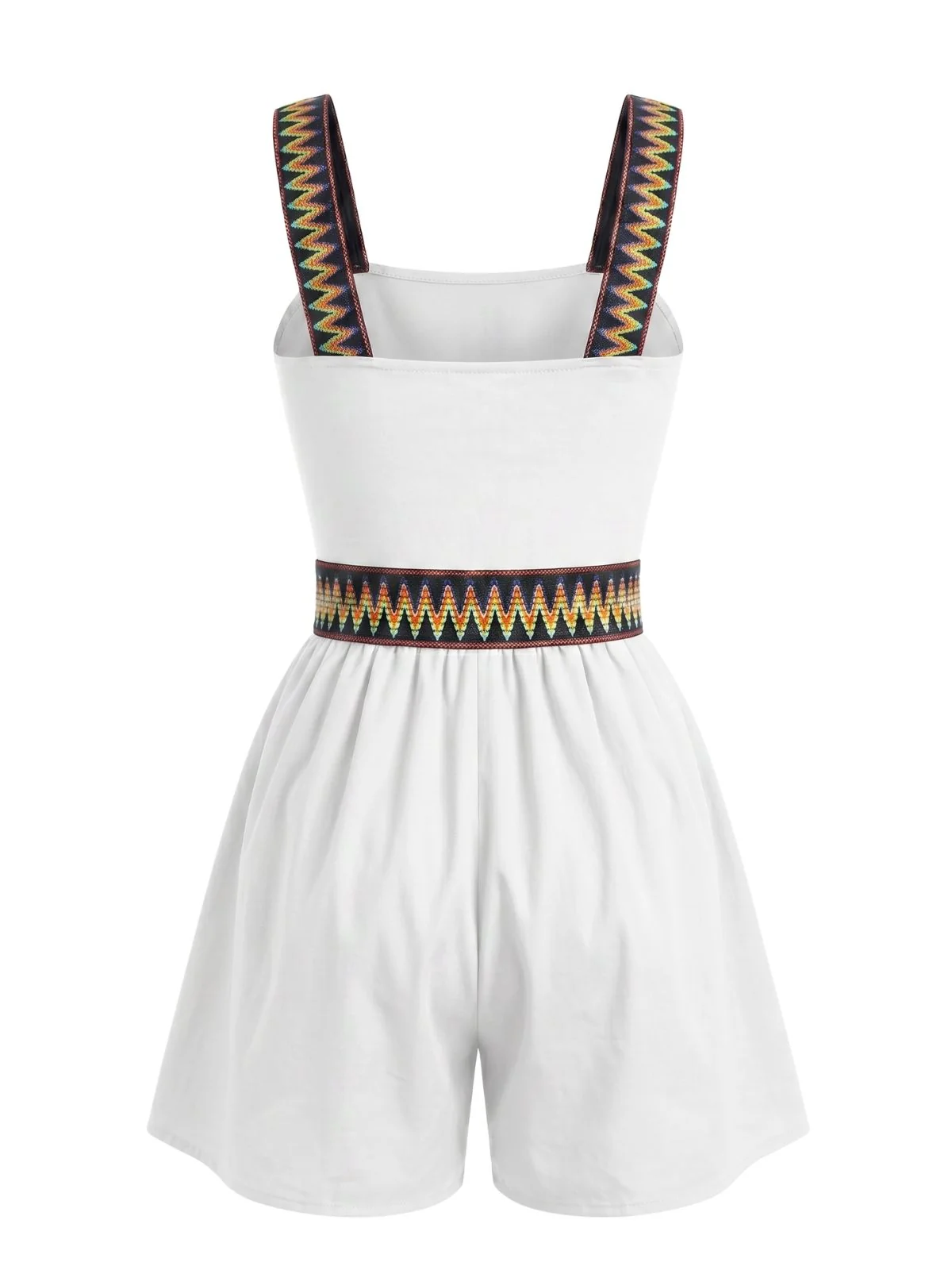 1970s Solid Ethnic Print Strap Romper - Image 17