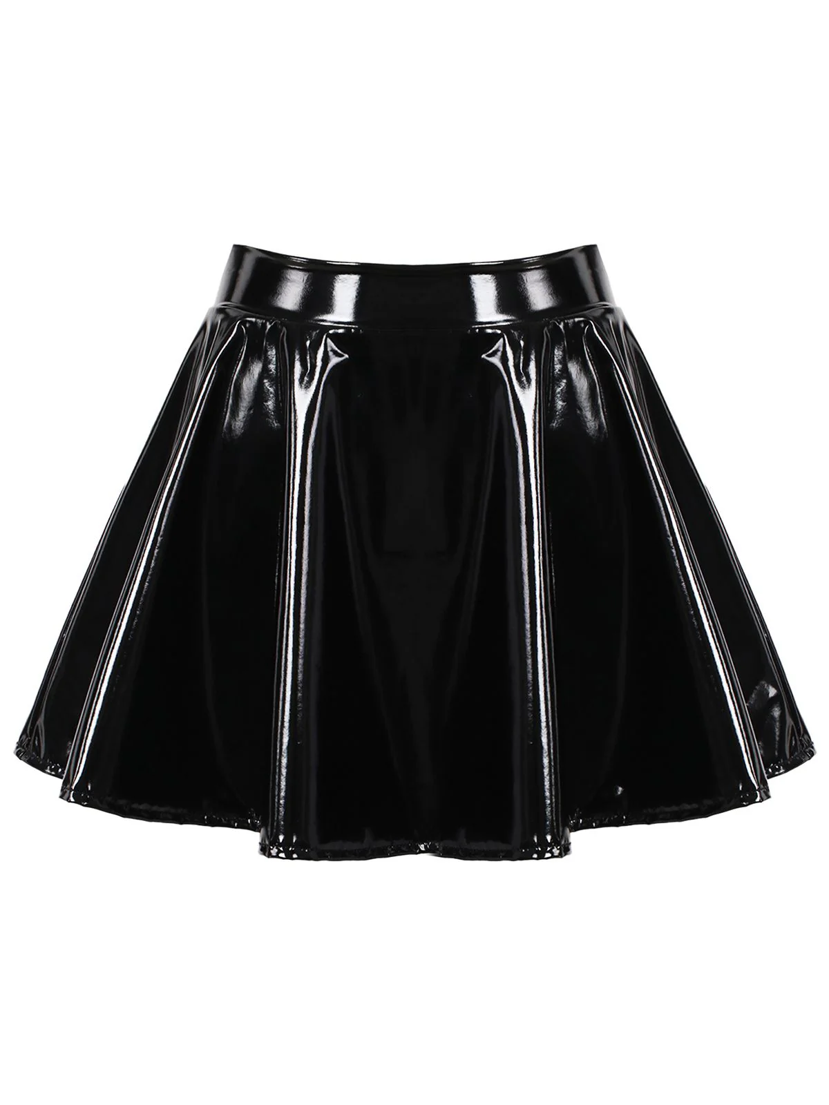 1980s Patent Leather Pleated Mini Skirt
