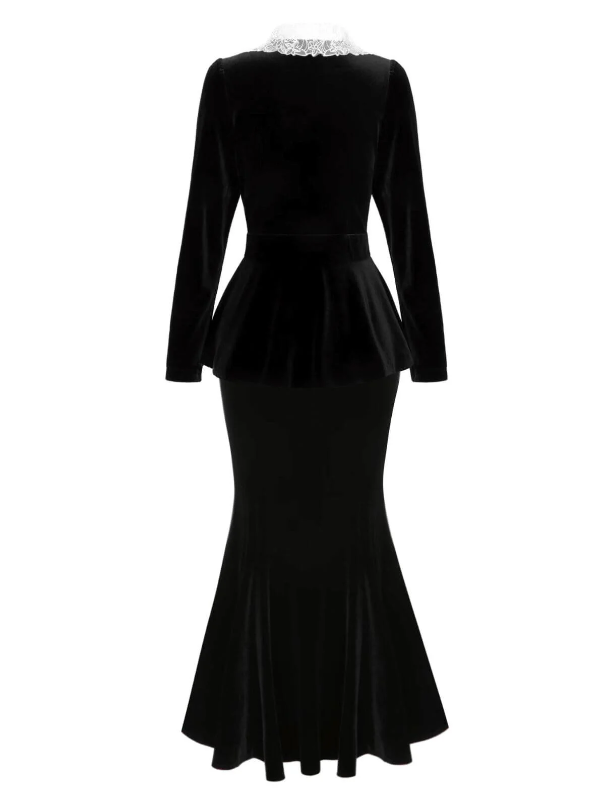 2PCS 1930s Solid Velvet Top & Mermaid Skirt - Image 3