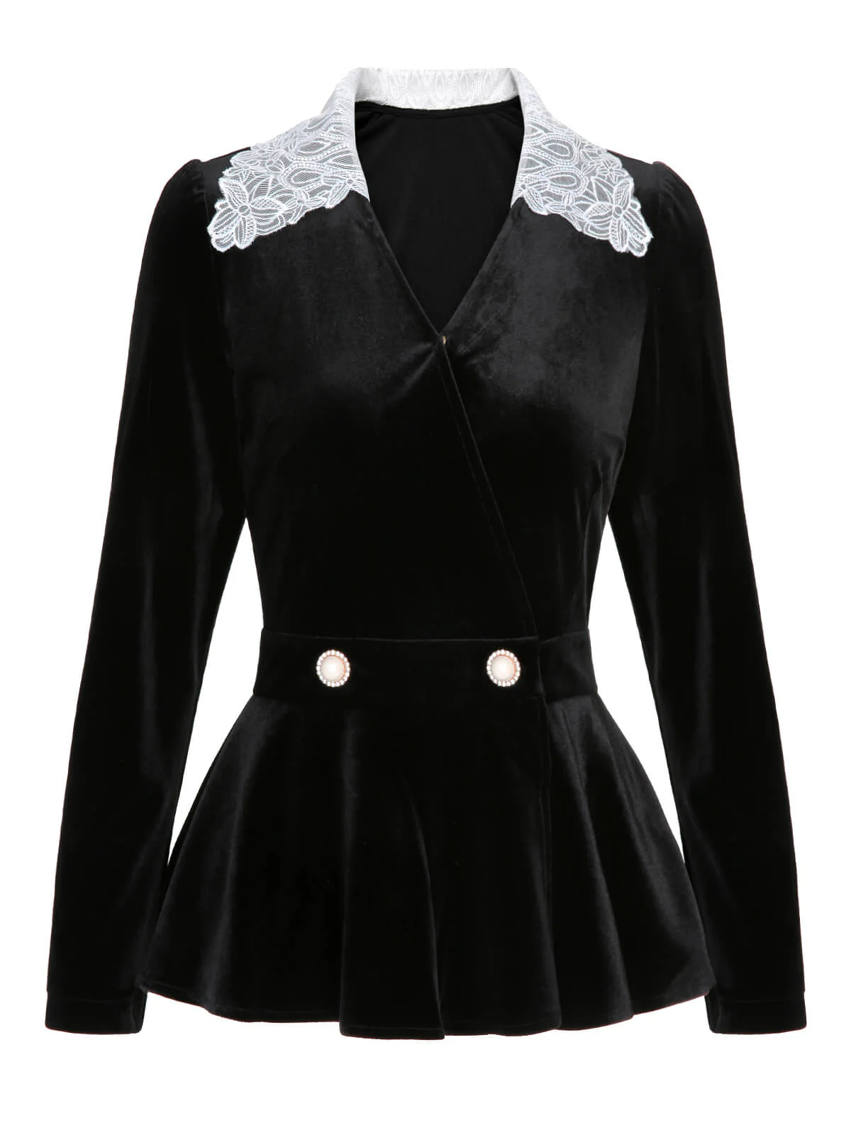 2PCS 1930s Solid Velvet Top & Mermaid Skirt - Image 3