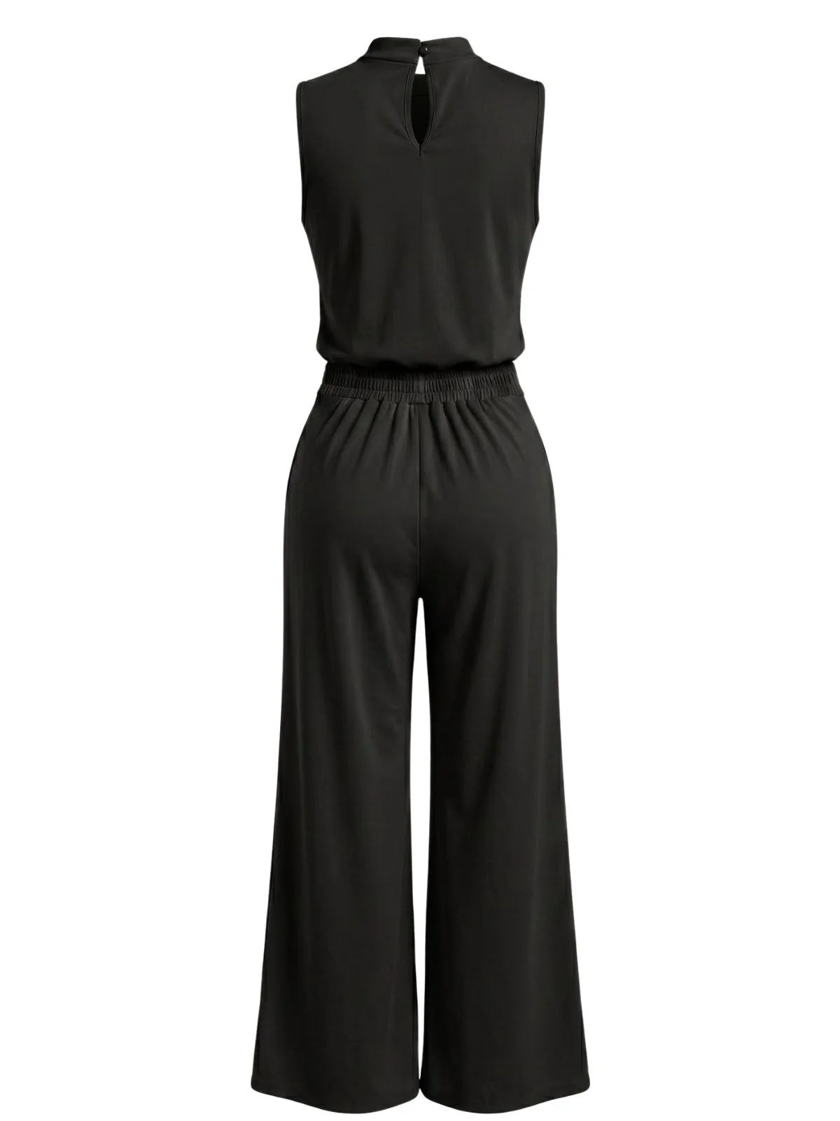 2PCS 1960s Mock Neck Sleeveless Wide Leg Pants Set - Image 5