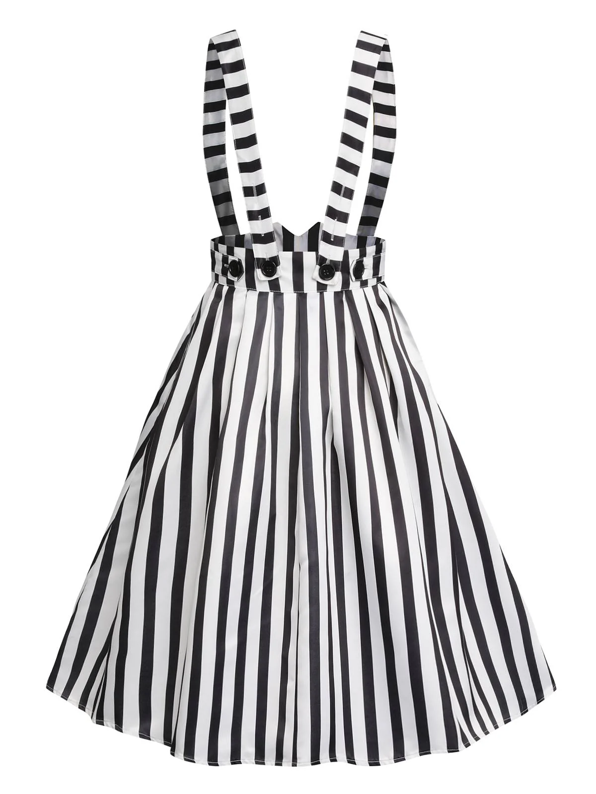 2PCS 1950s Black Solid Blouse & Suspender Skirt - Image 10