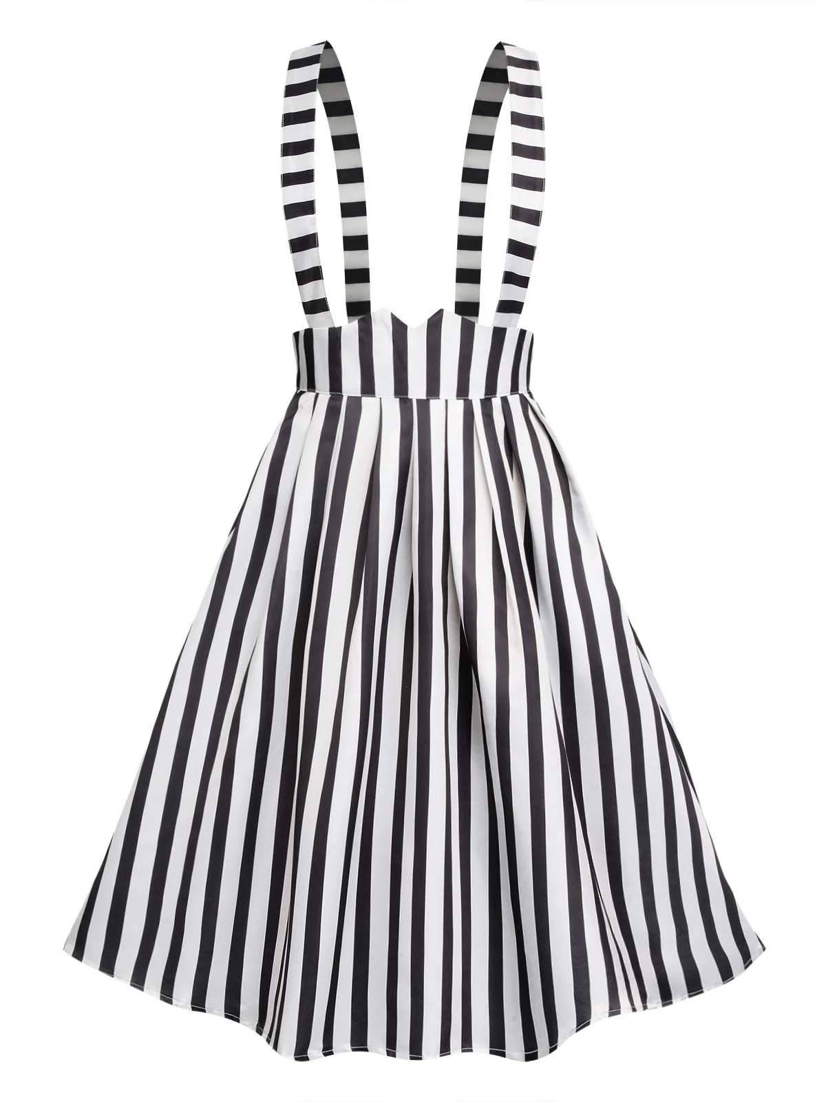 2PCS 1950s Black Solid Blouse & Suspender Skirt - Image 8