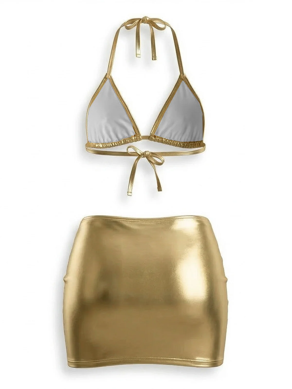3PCS 1980s Metallic Bikini Set & Cover-Up - Image 2