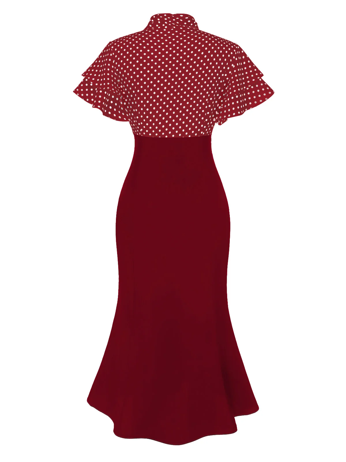 Black 1930s Dots Tie Neck Mermaid Dress - Image 9