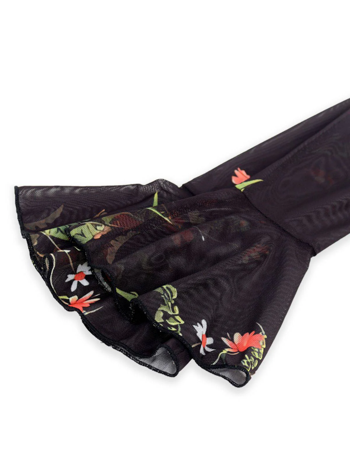 [Pre-Sale] Black 1930s Floral Mesh Ruffle Maxi Dress - Image 6