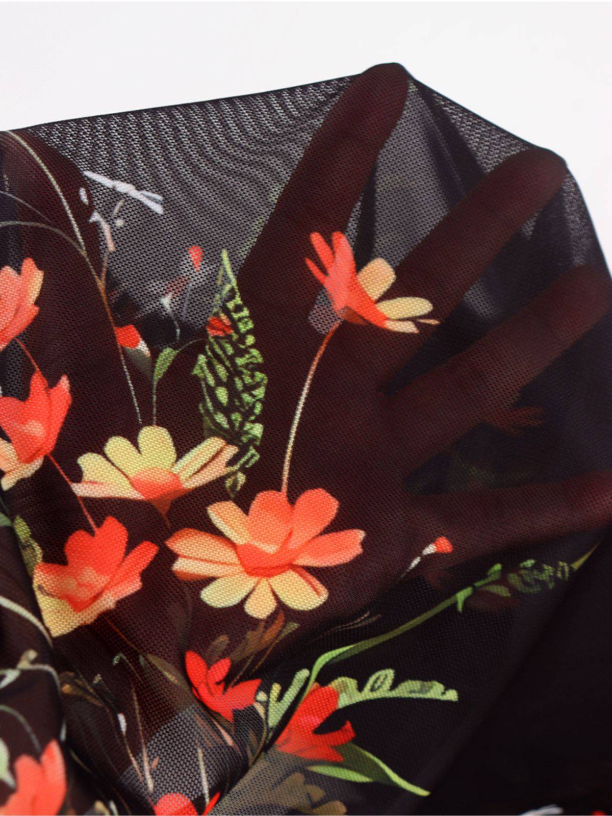 [Pre-Sale] Black 1930s Floral Mesh Ruffle Maxi Dress - Image 7