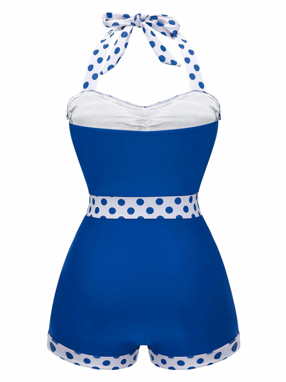Red 1940s Halter Patchwork One-piece Swimsuit - Image 9