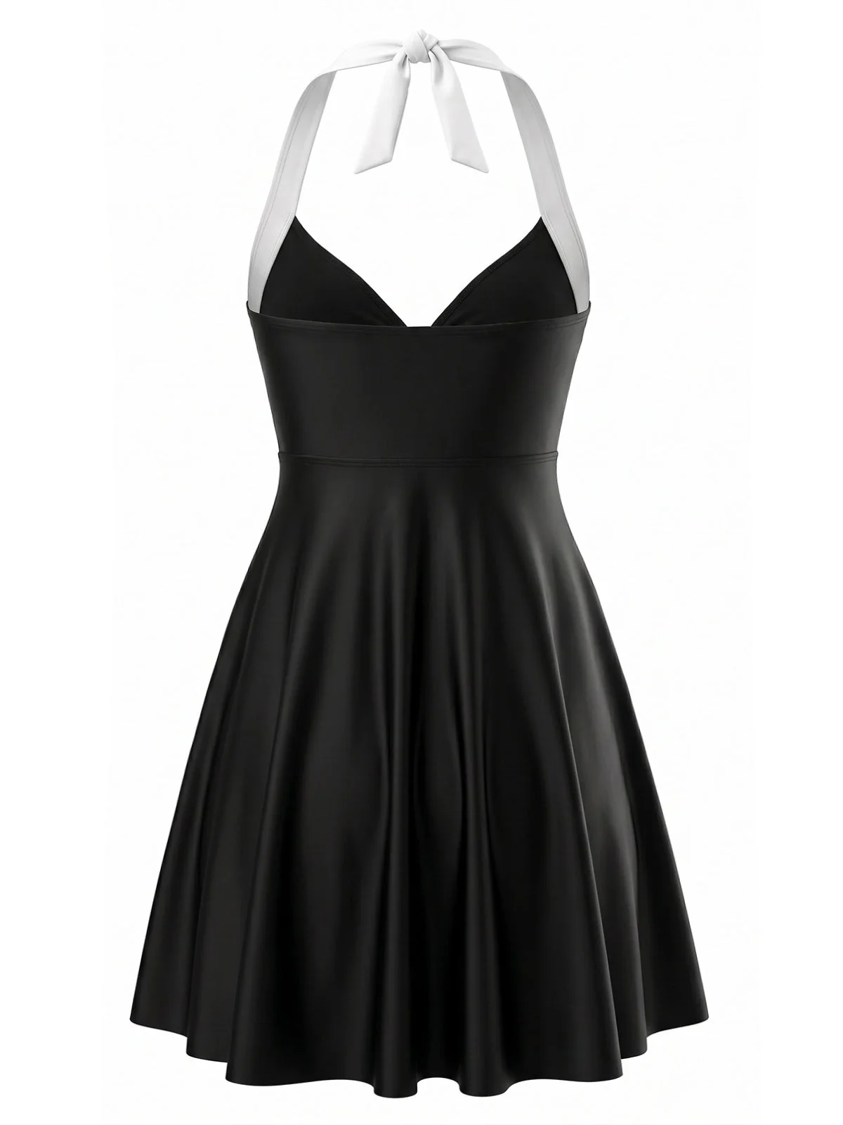 Black 1940s Striped Halter Bow Tankini Set - Image 3