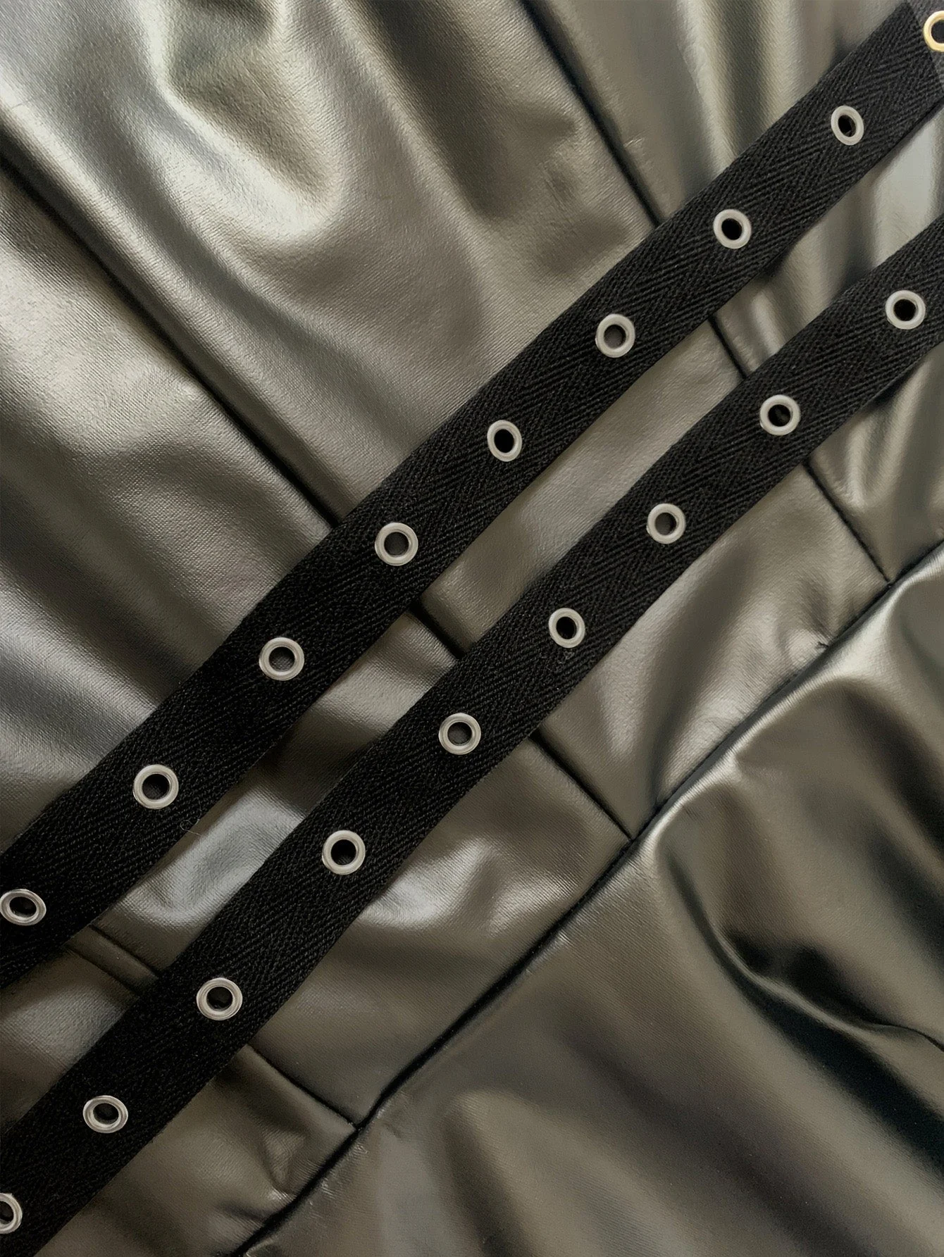 [Pre-Sale] Black 1950s Faux Leather Waist Sleeveless Dress - Image 3