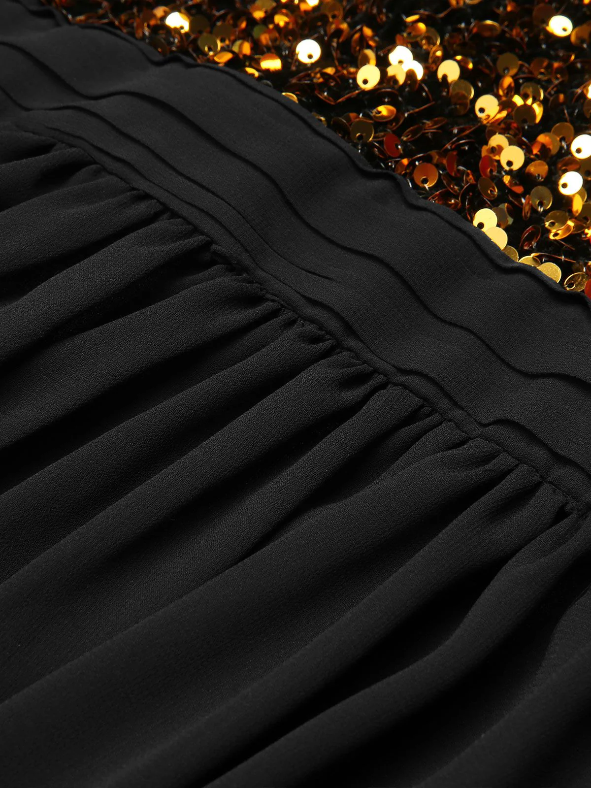 Black 1950s Gold Glitter Patchwork Dress - Image 7