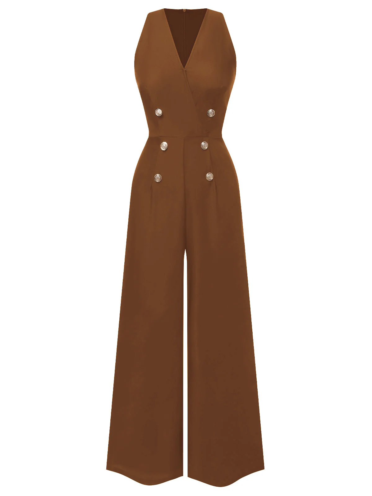 [Pre-Sale] Black 1950s Sleeveless Buttoned Solid Jumpsuit - Image 9