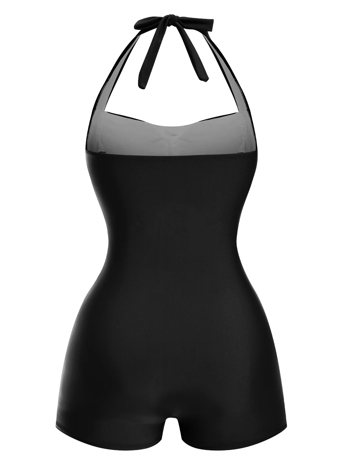 1950s Solid Halter Boxer One-Piece Swimsuit - Image 6