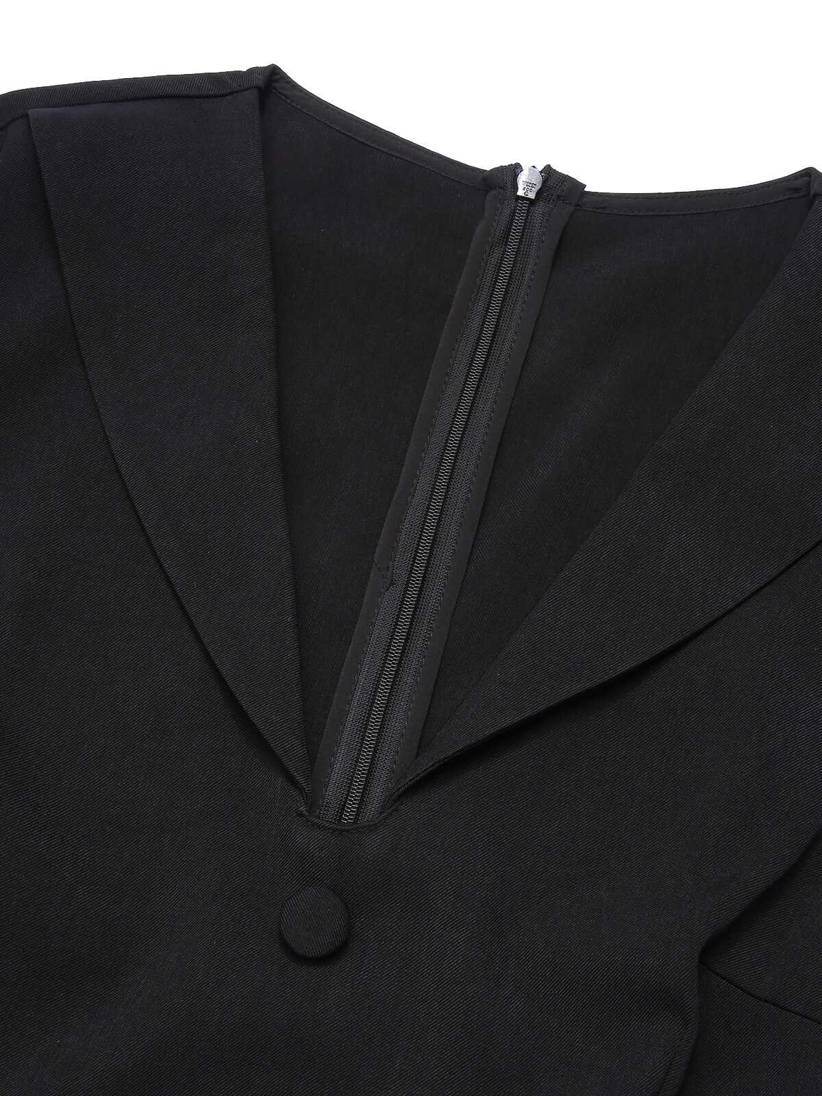 Black 1960s Leopard Plush V-Neck Pencil Dress - Image 6