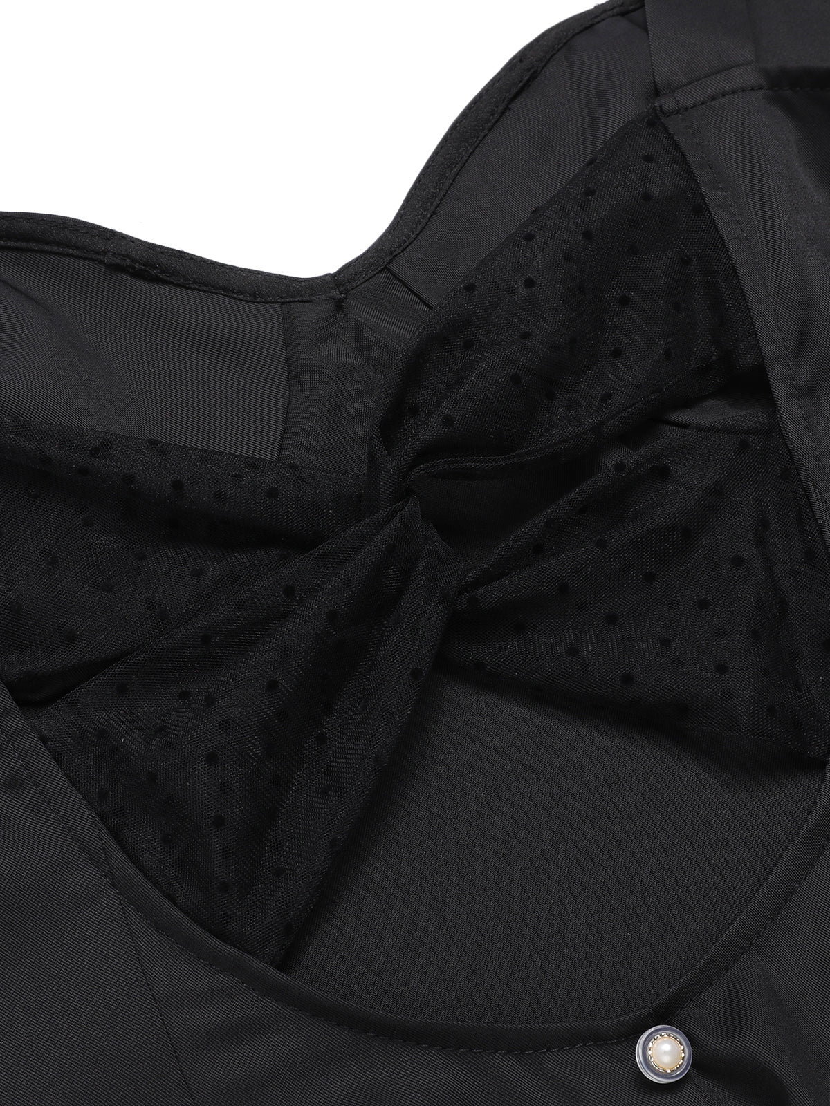Black 1960s Solid Pearl Buttons Suspender Dress - Image 7