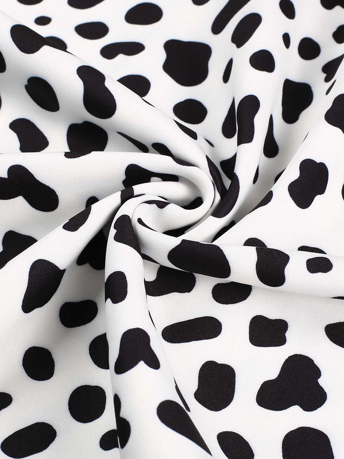 [Pre-Sale] Black 1970s Cow Spots Patchwork Dress - Image 5