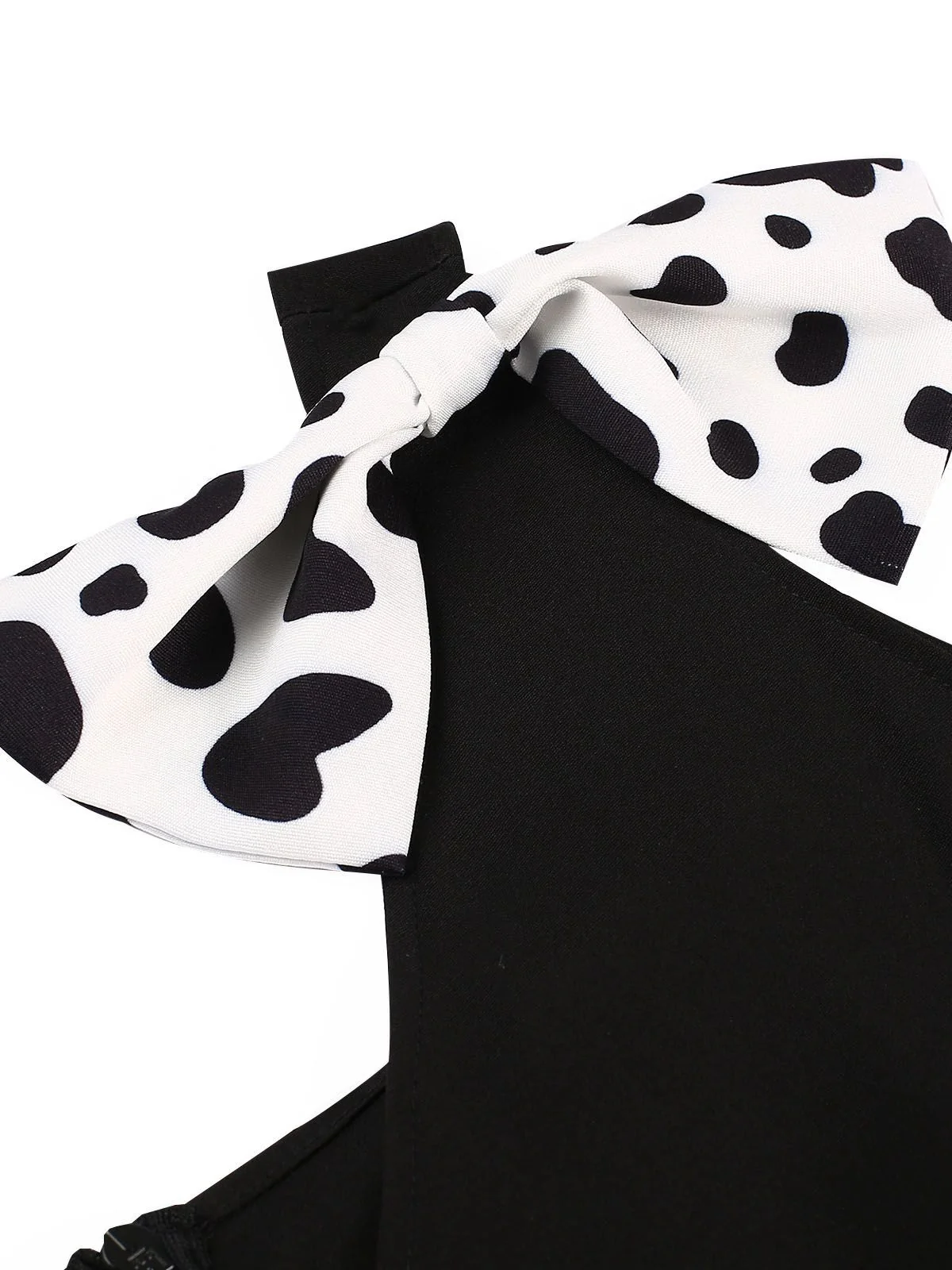 [Pre-Sale] Black 1970s Cow Spots Patchwork Dress - Image 6