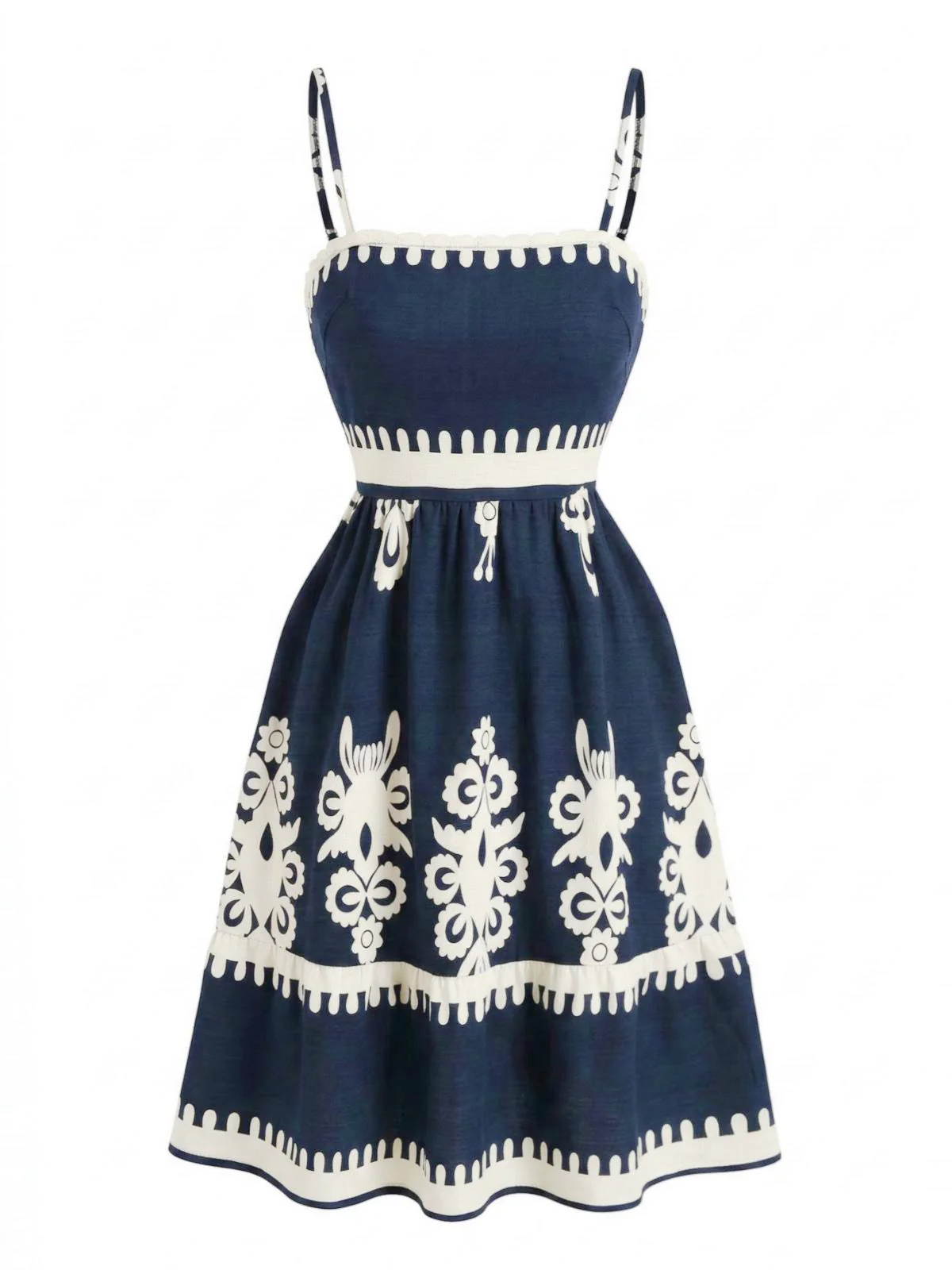 Black 1970s Spaghetti Strap Bohemian Smocked Dress