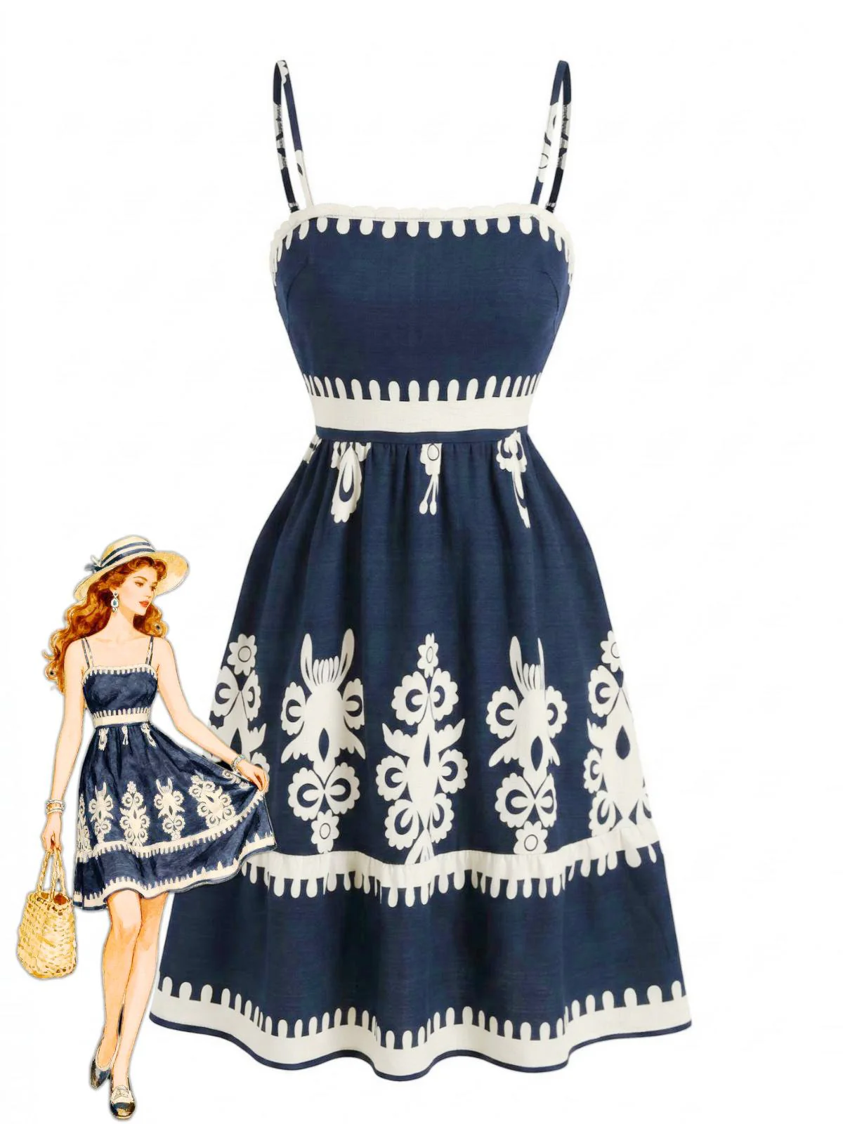 Black 1970s Spaghetti Strap Bohemian Smocked Dress - Image 3