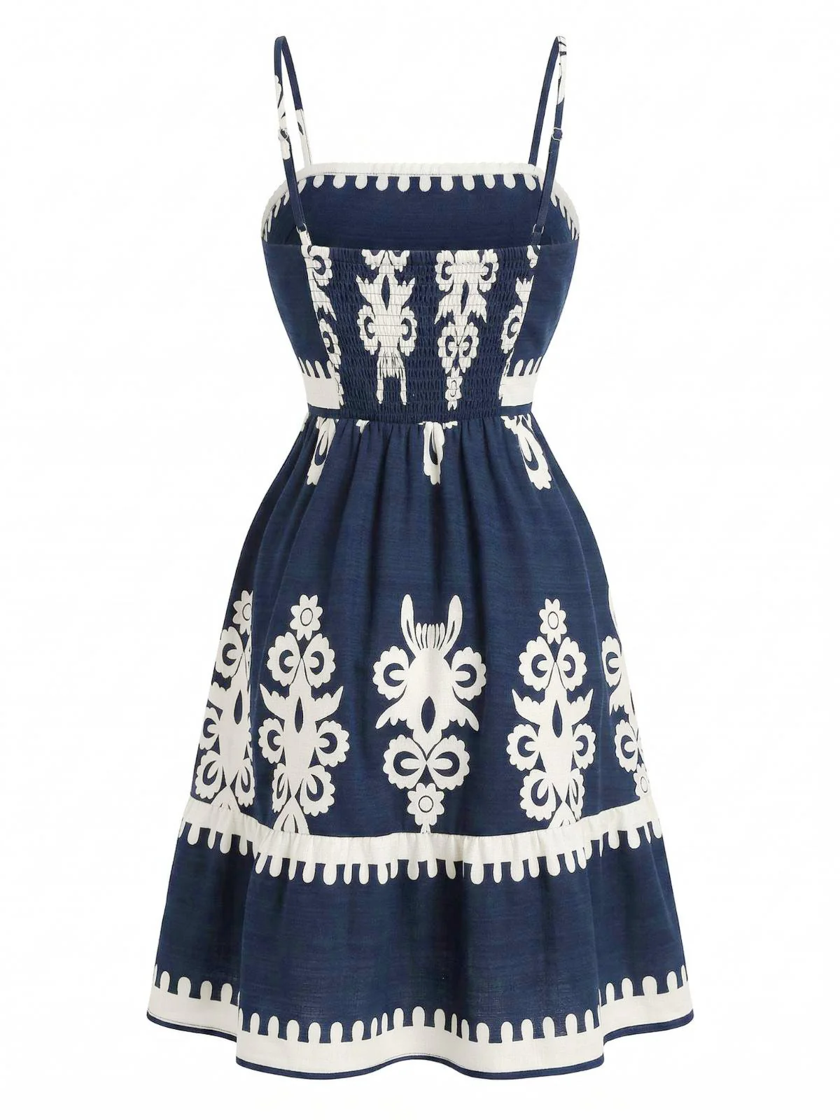 Black 1970s Spaghetti Strap Bohemian Smocked Dress - Image 4