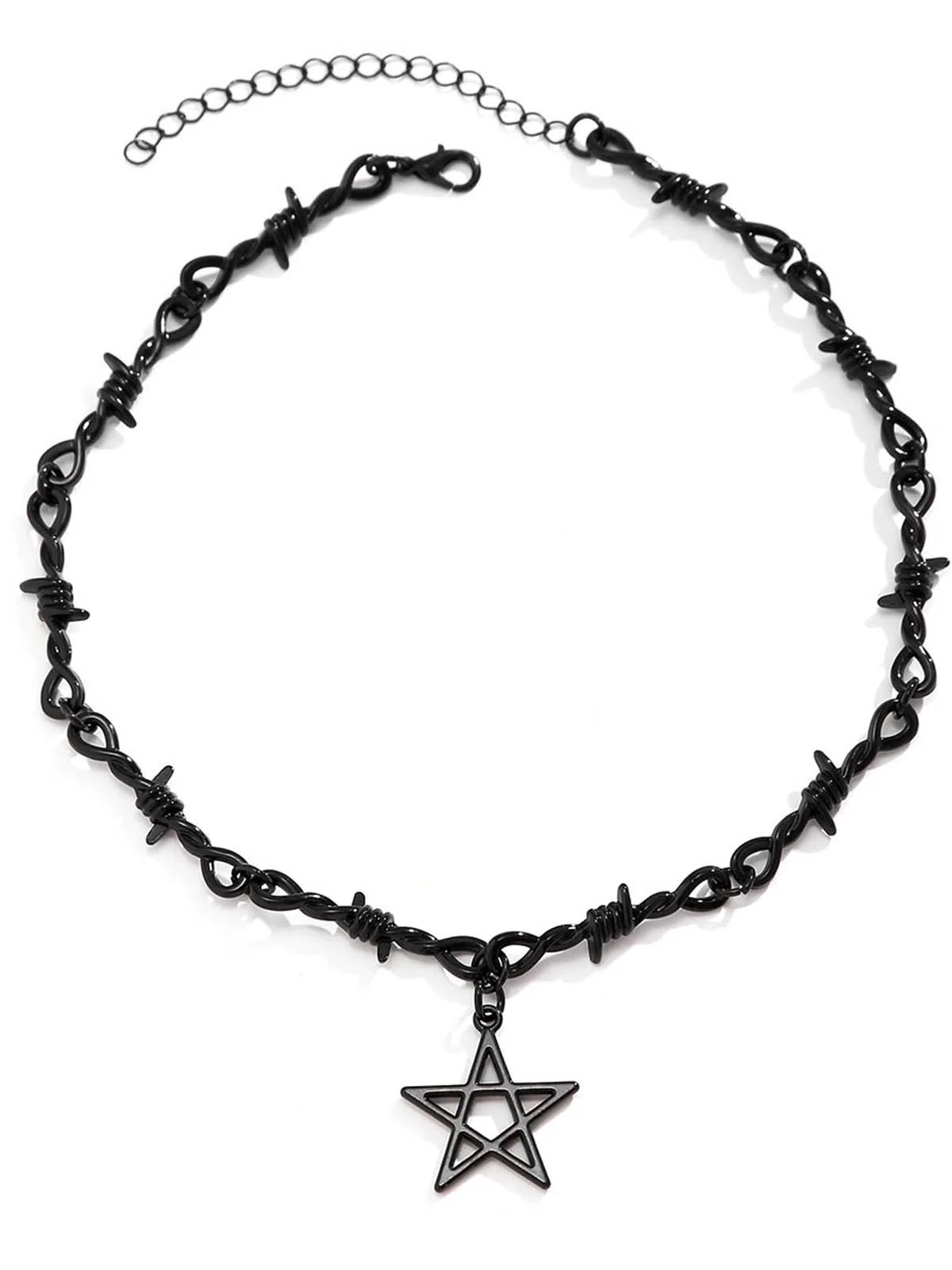 Black Gothic Pentagram Pendant Necklace