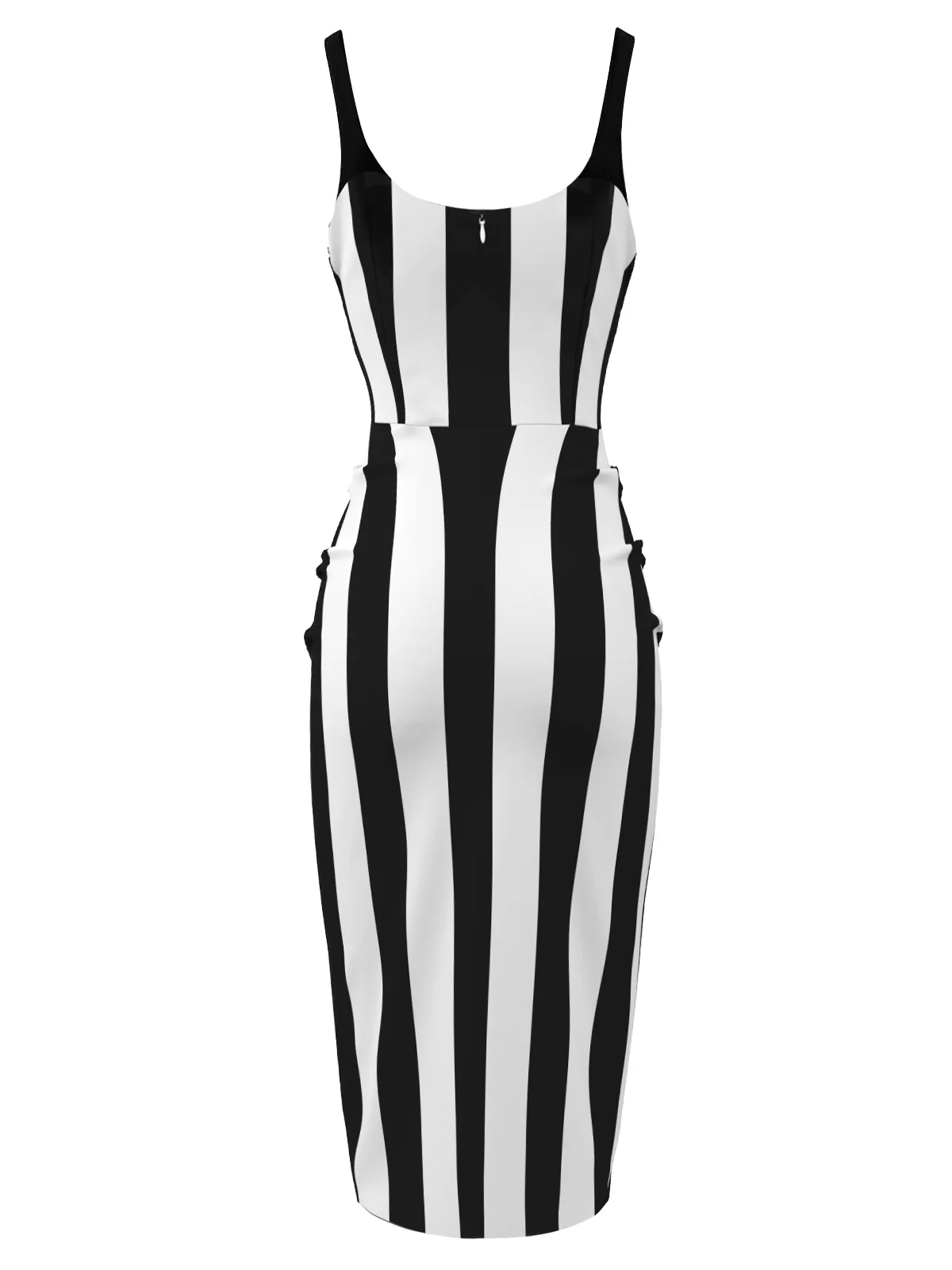 [Pre-Sale] Black&Pink 1960s Vertical Stripe Straps Pencil Dress - Image 5