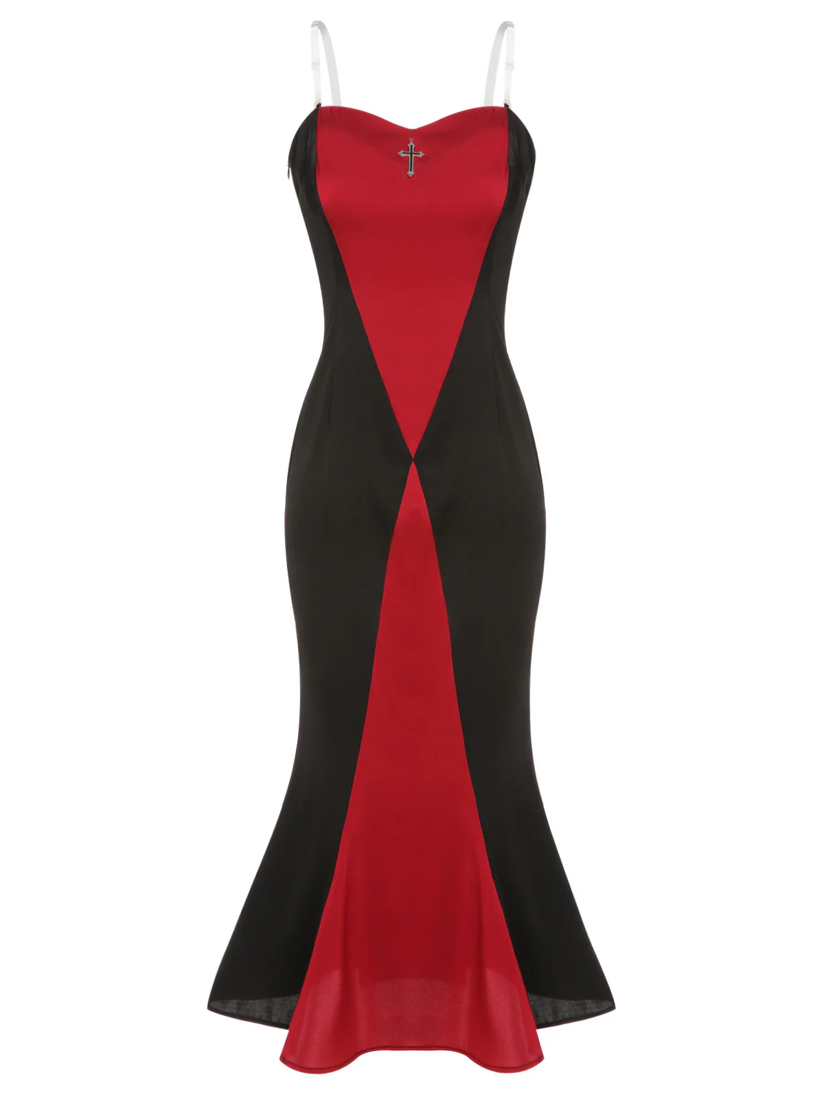 Black & Red 1930s Halloween Fishtail Strap Dress - Image 2