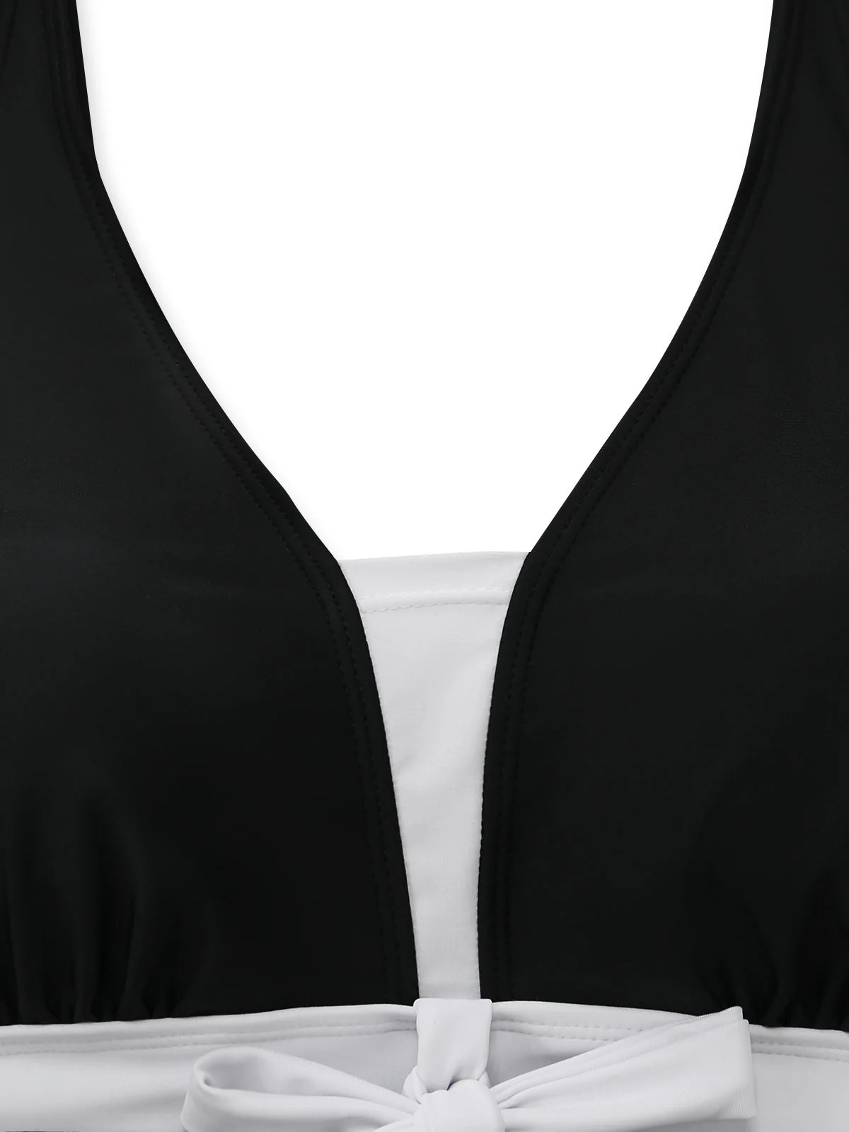 Black & White 1950s Colorblock Bow Tankini Set - Image 4