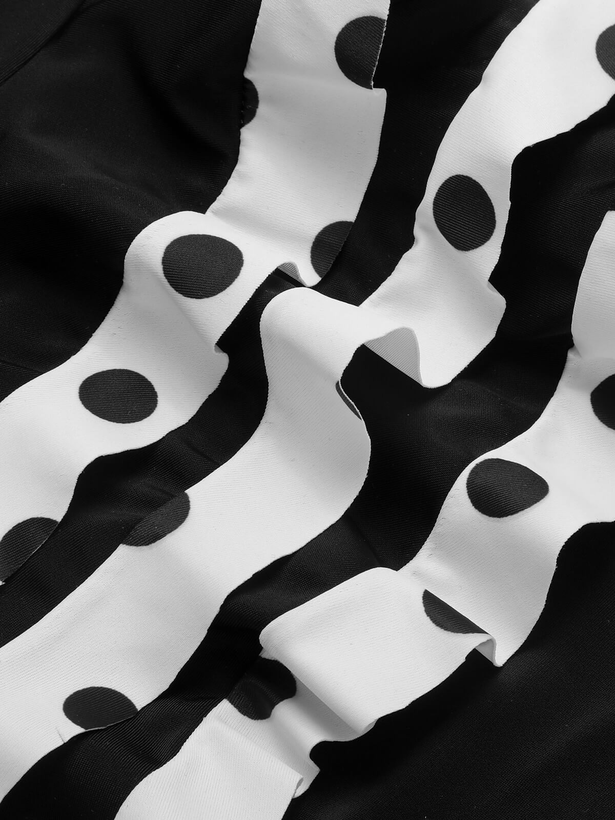 Black White 1950s Dots Layered Strap Swimsuit - Image 6