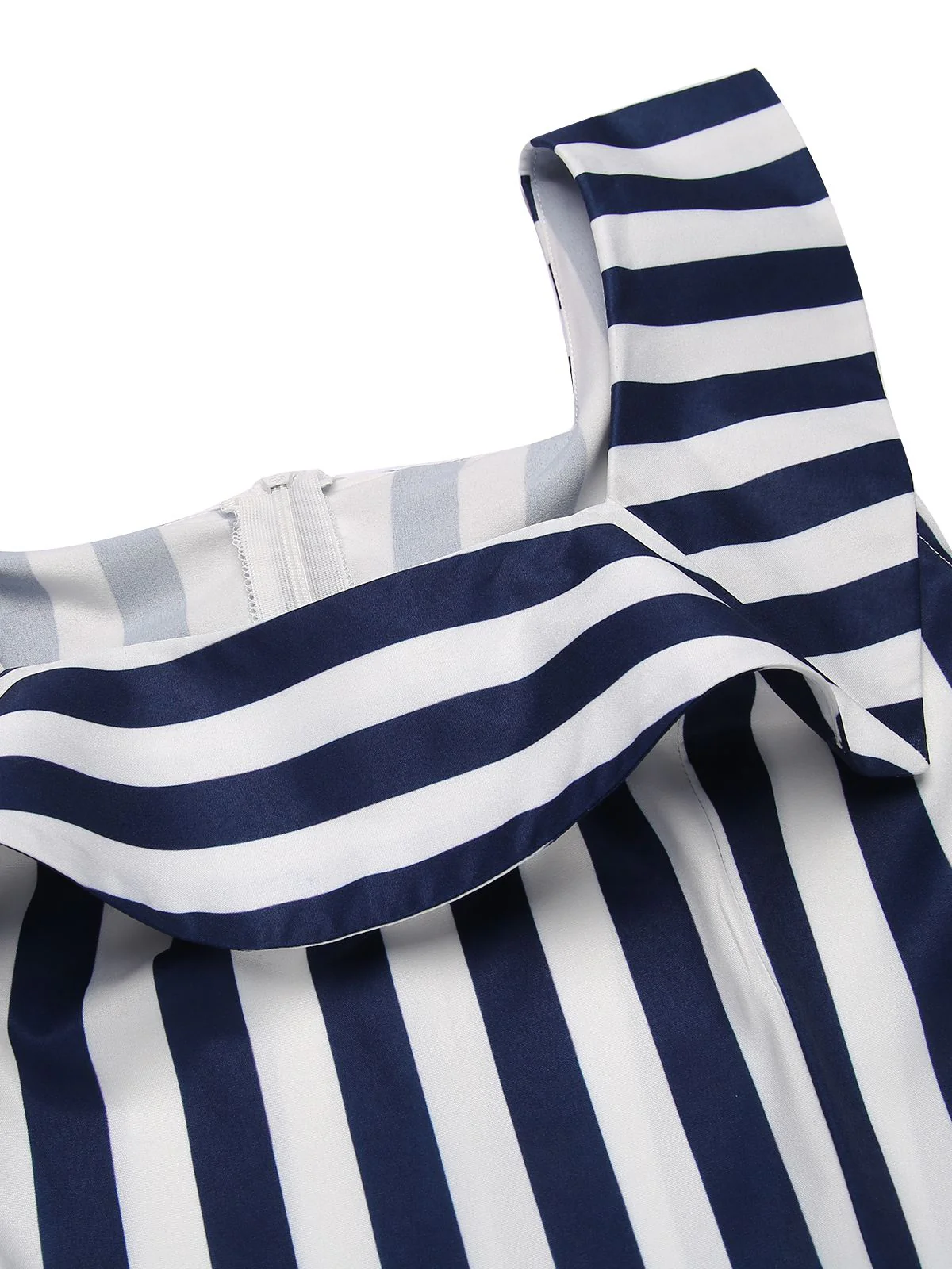 Blue 1930s Striped Ruffle Jumpsuit - Image 5