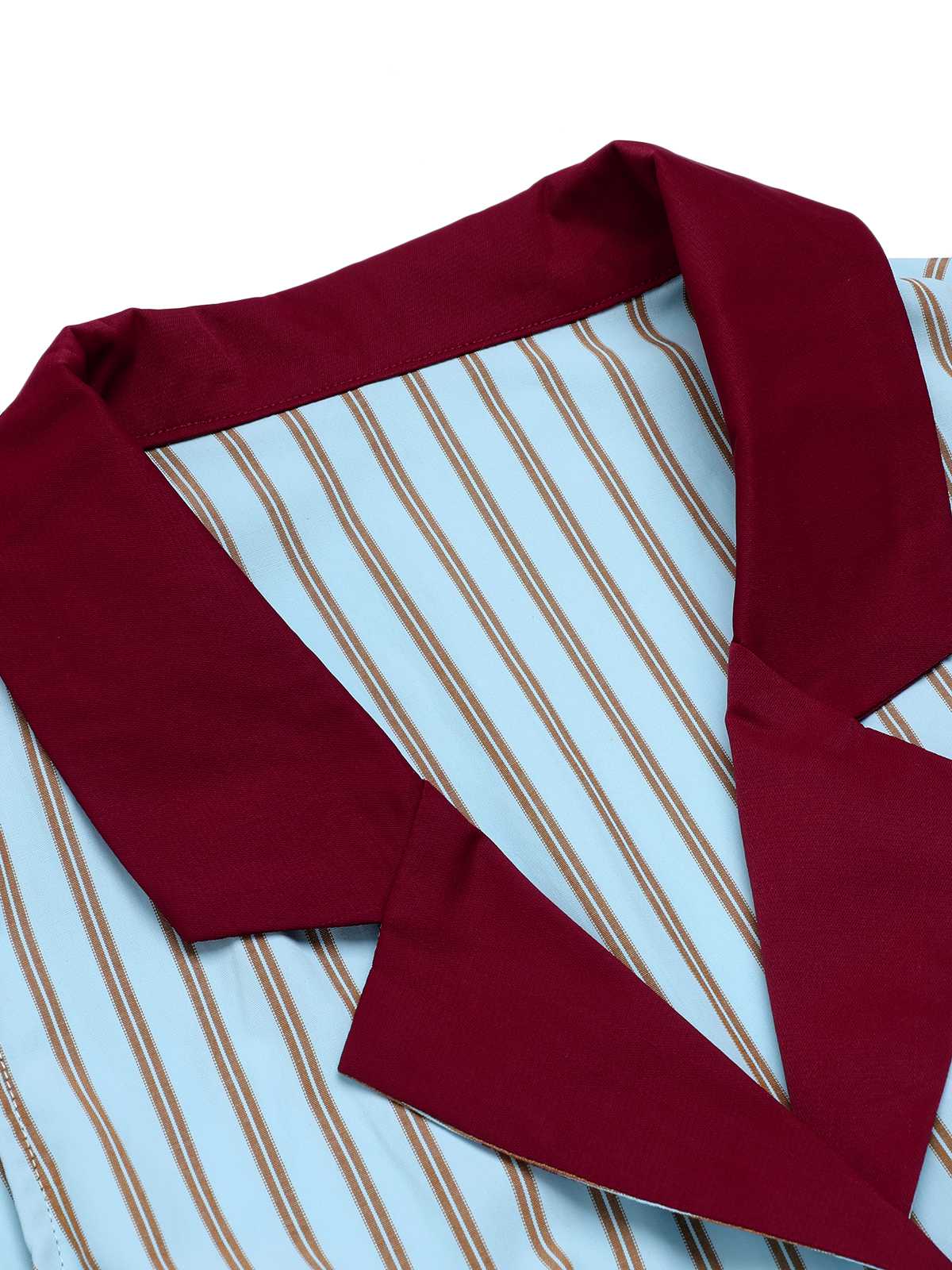 Blue 1950s Stripes Patchwork Sleeveless Blouse - Image 5