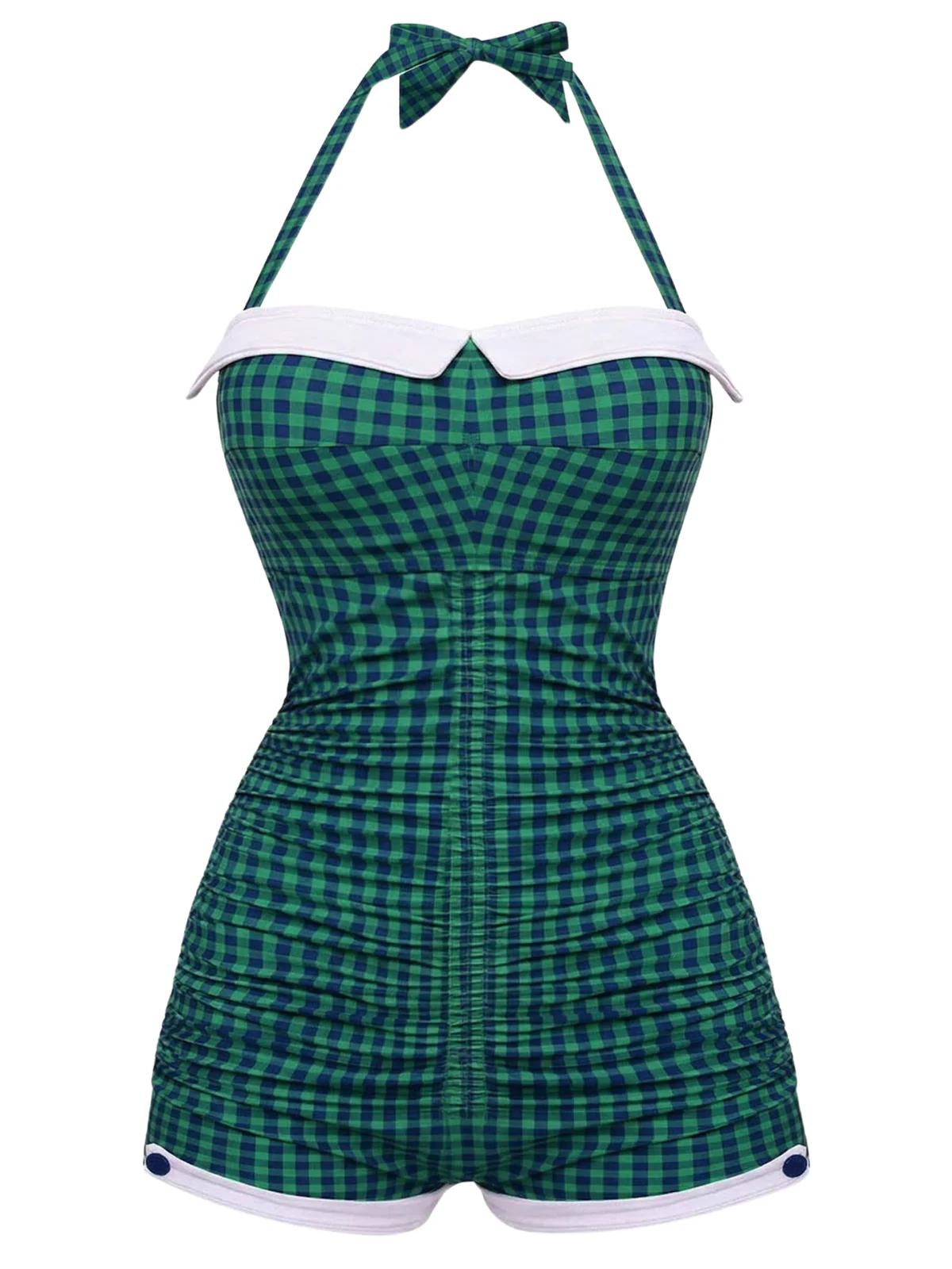 Gingham 1950s Halter Bowknot One-piece Swimsuit - Image 21