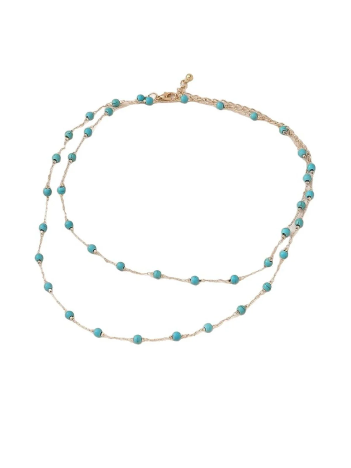 Bohemian Double Layered Turquoise Bead Necklace