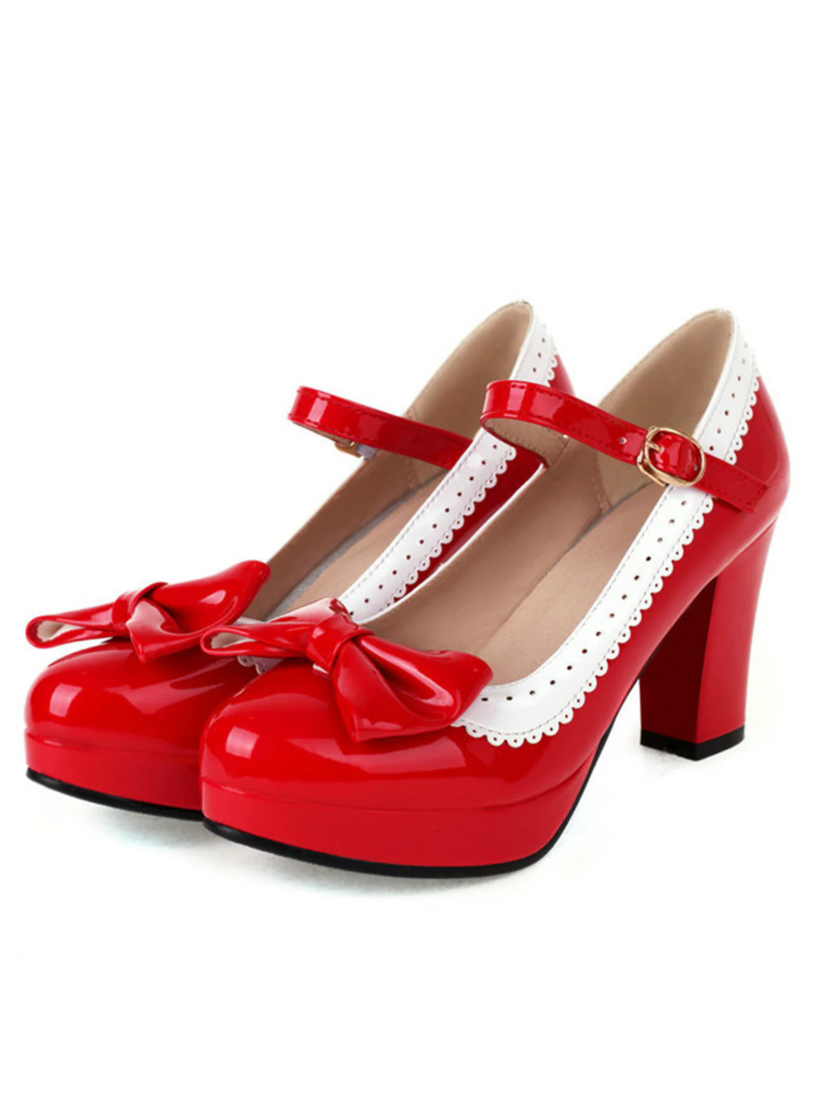 Bowknot Chunky Heels Mary Jane Shoes - Image 2