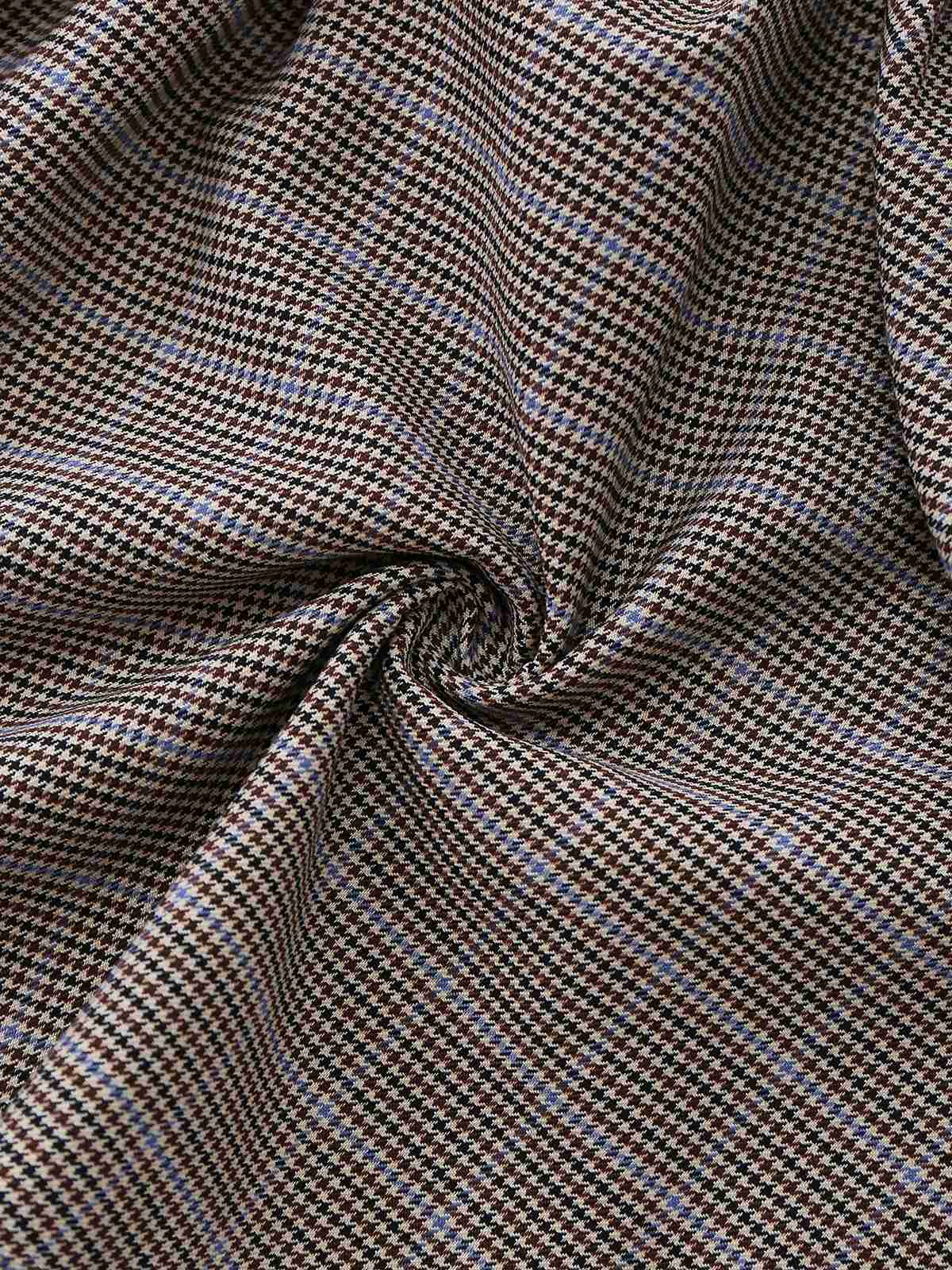 Brown 1950s Bow Houndstooth Pleated Dress - Image 10