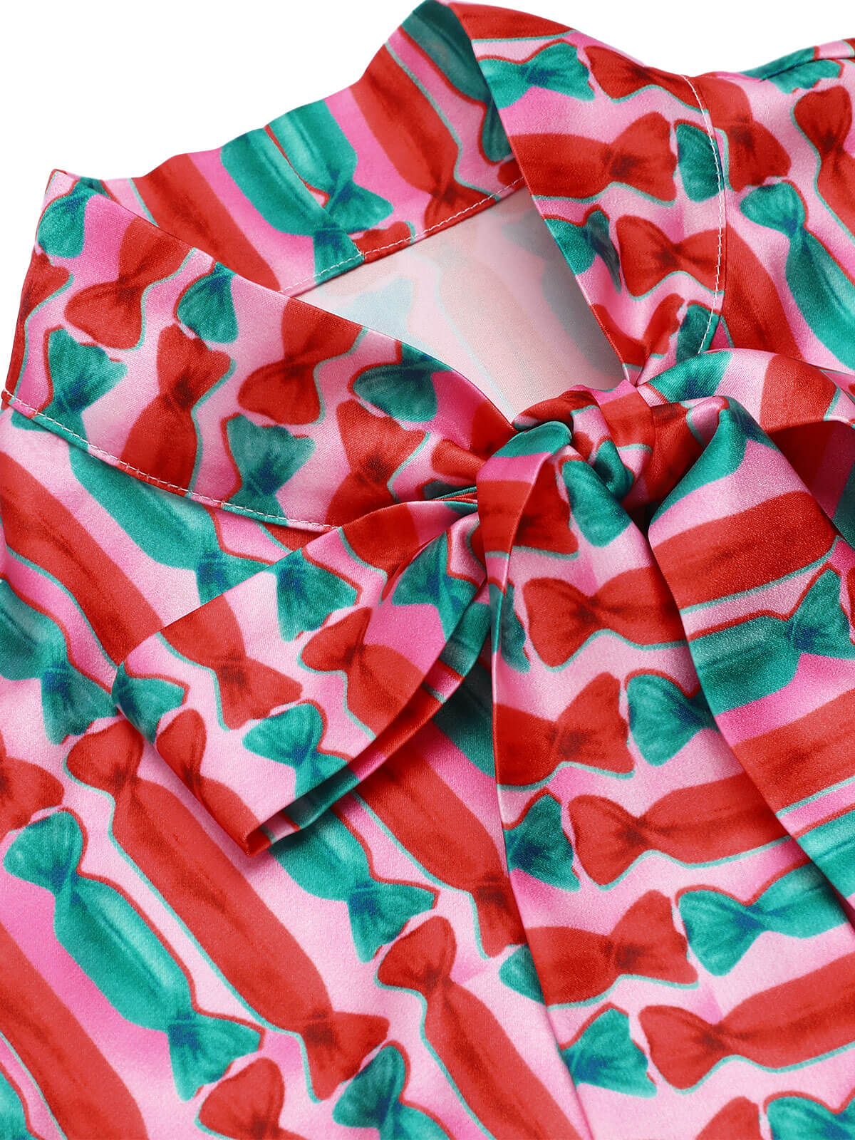 1950s Candy Tie-Up Collar Buttons Blouse - Image 5