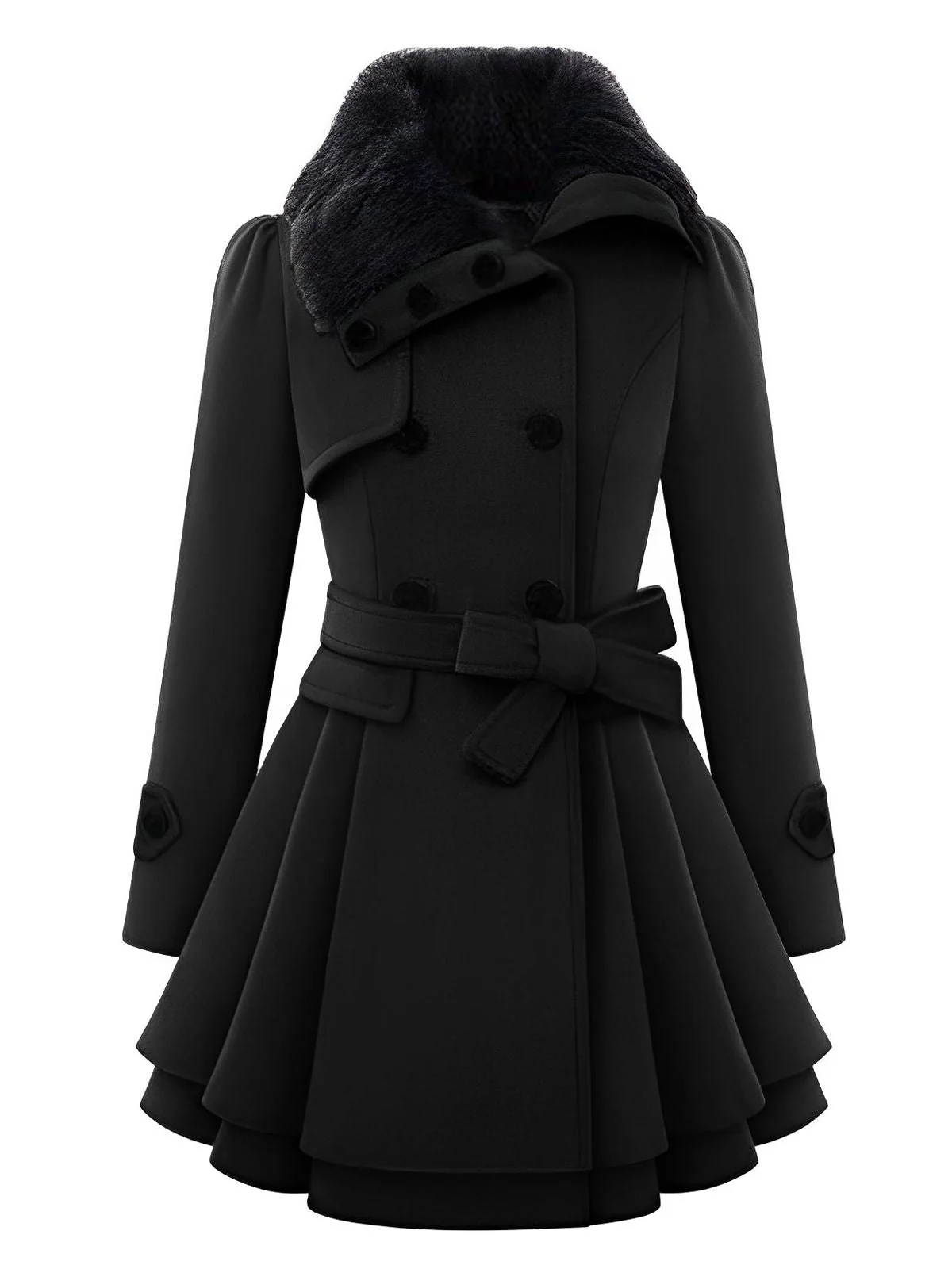 1950s Fur Collar Waisted Winter Coat - Image 3