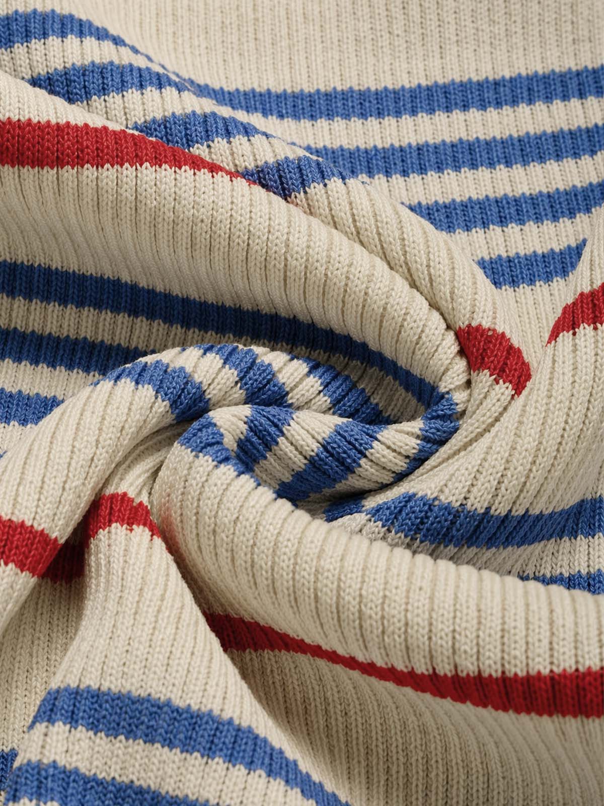 [Pre-Sale] Cream 1970s Sailor Collar Stripe Knit Dress - Image 7