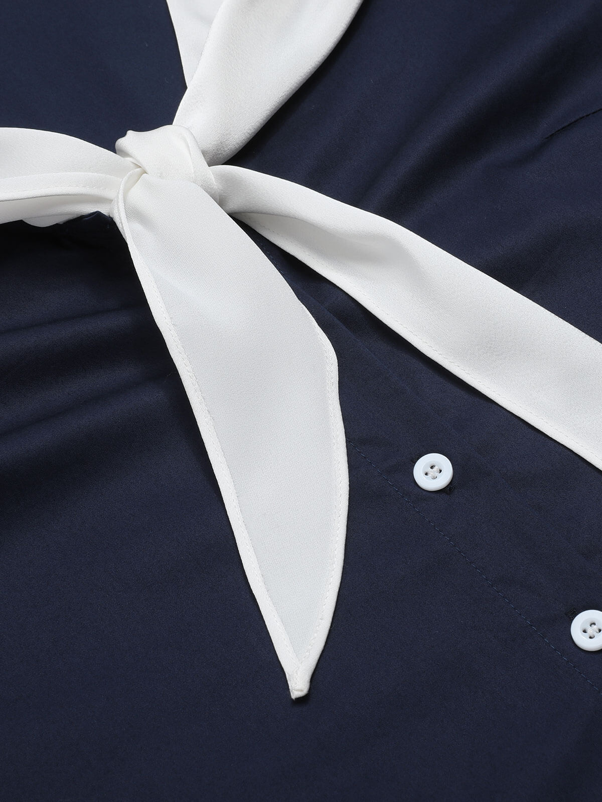 Dark Blue & White 1940s Sailor Collar Dress - Image 5
