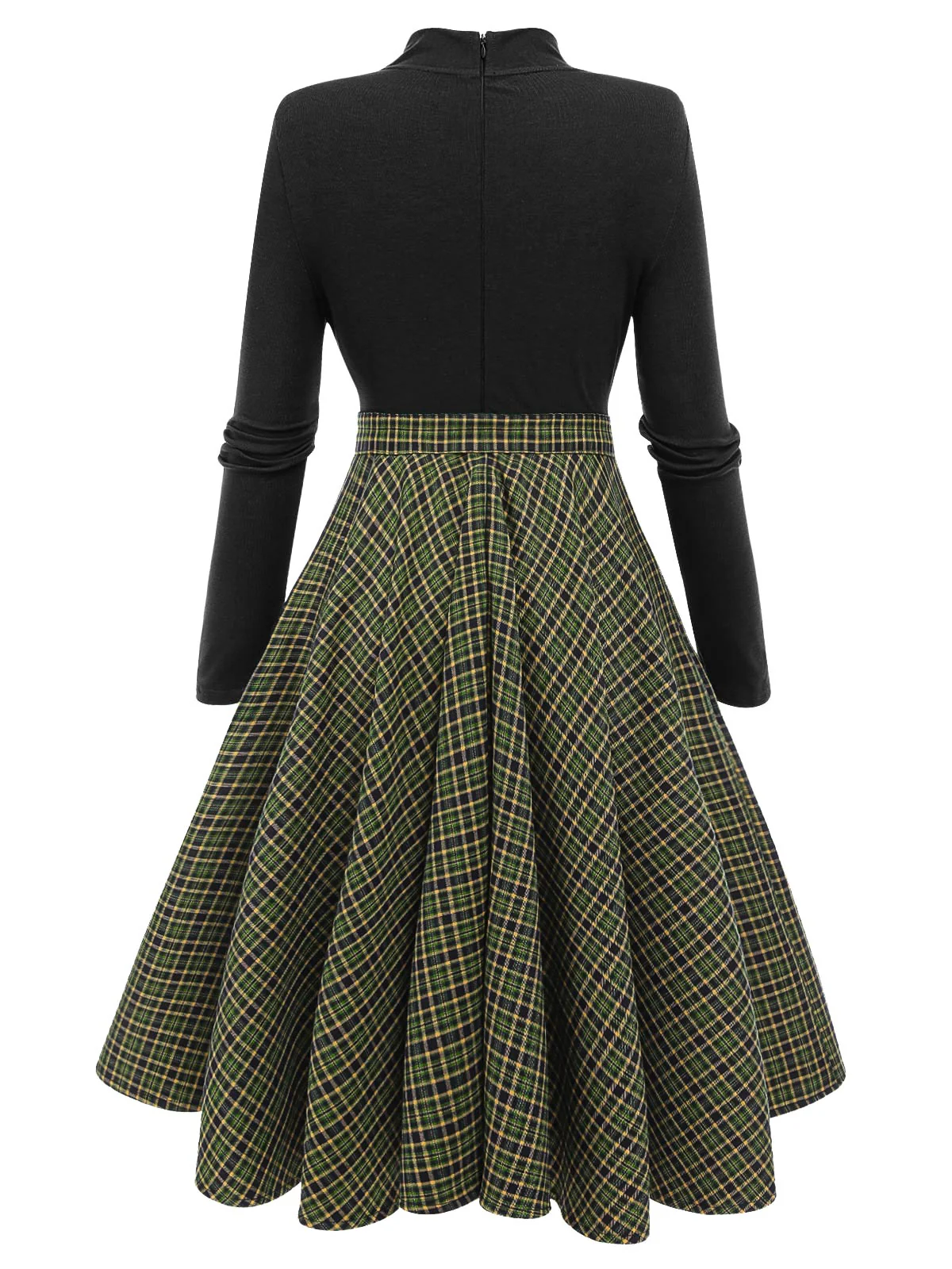 Dark Green 1950s Plaid Knitting Dress - Image 13