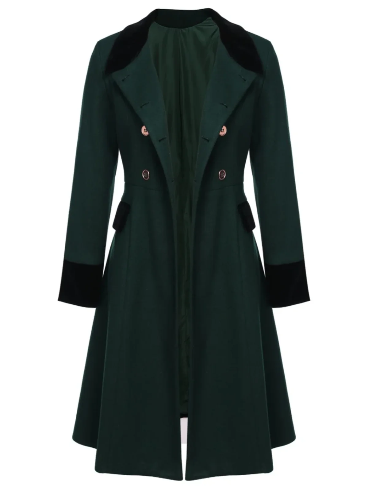 Dark Green 1940s Solid Button Coat - Image 7