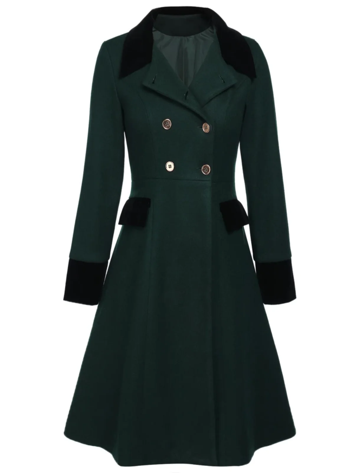 Dark Green 1940s Solid Button Coat - Image 12