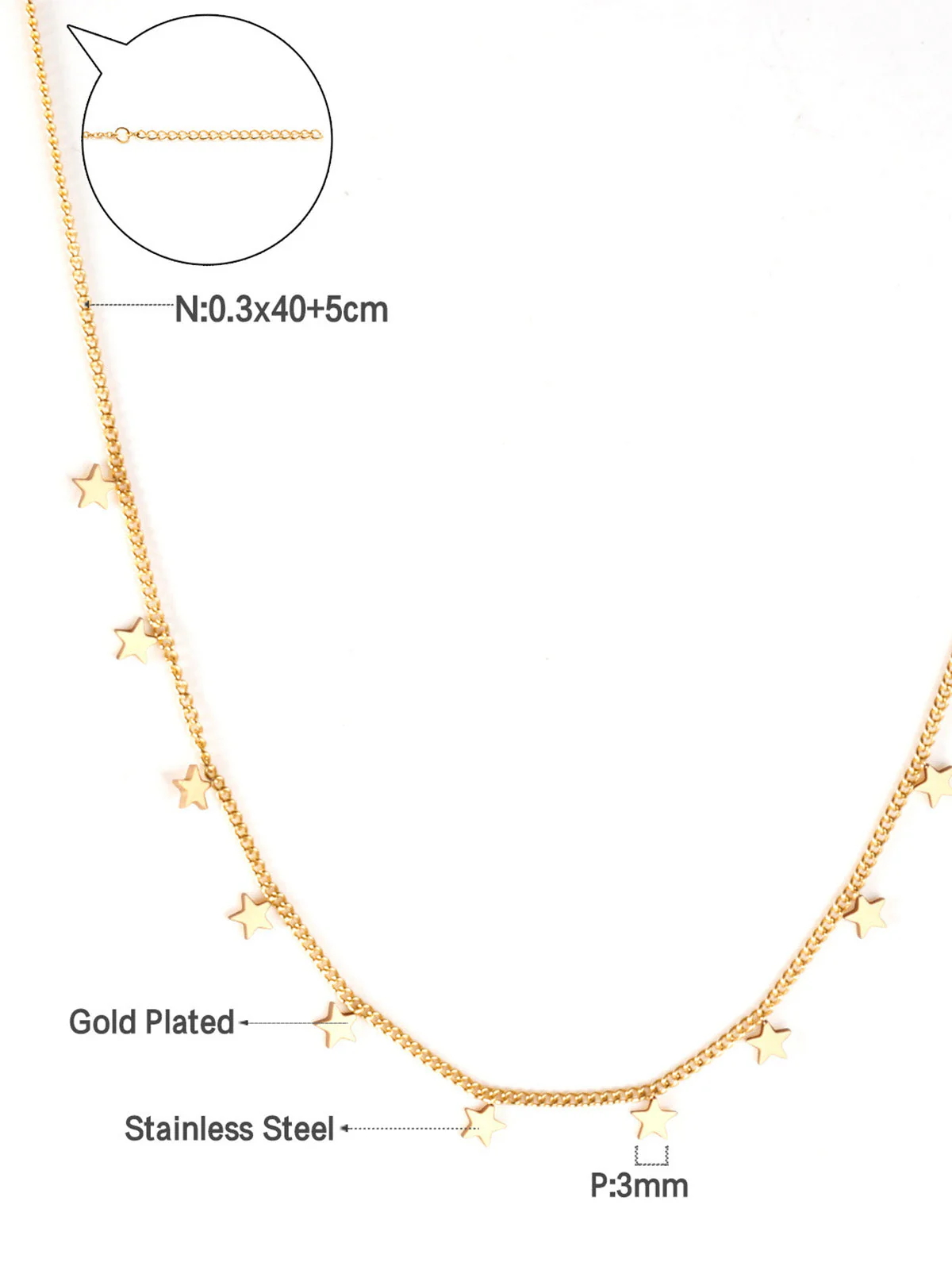 Gold Star Pendant Chain Necklace - Image 3