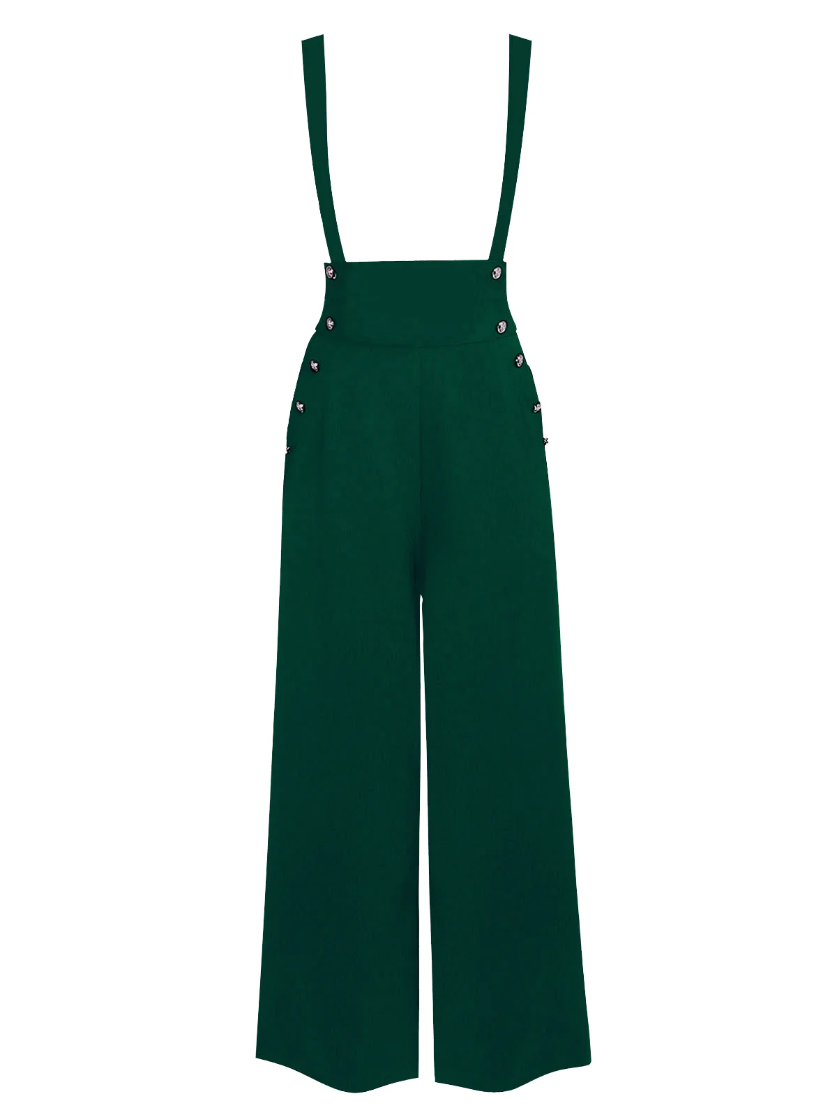 Black 1930s Solid Suspender Pants - Image 9