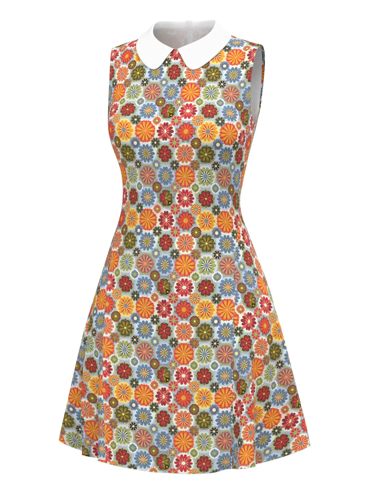 Green 1960s Daisy Peter Pan Collar Dress - Image 3