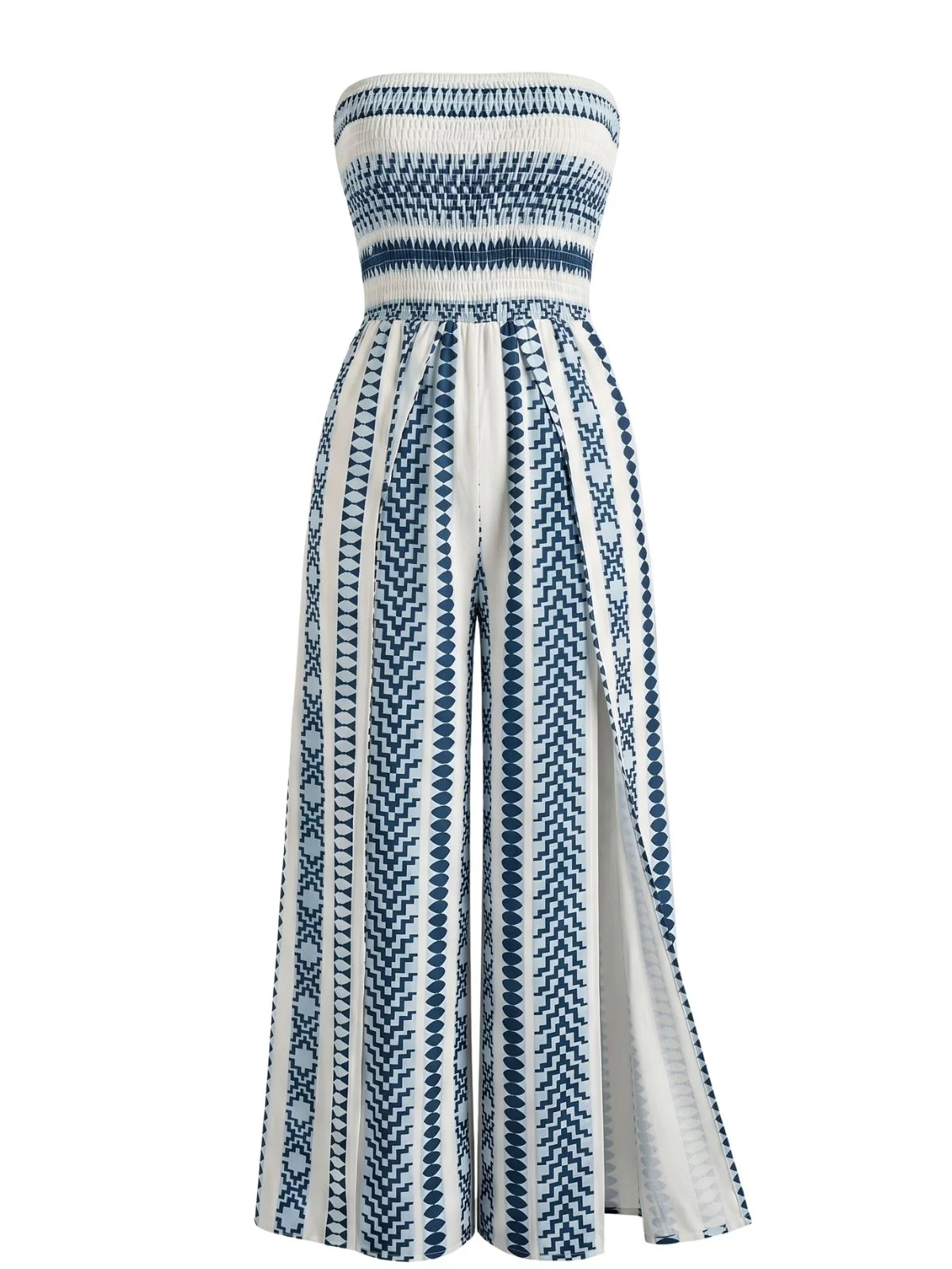 Green 1960s Strapless Striped Slit Jumpsuit - Image 4