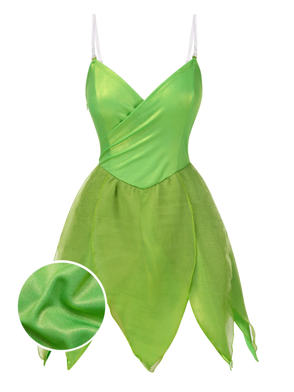 [Pre-Sale] Green 1970s Tinker Bell Fairy Petal Hem Mini Dress - Image 3