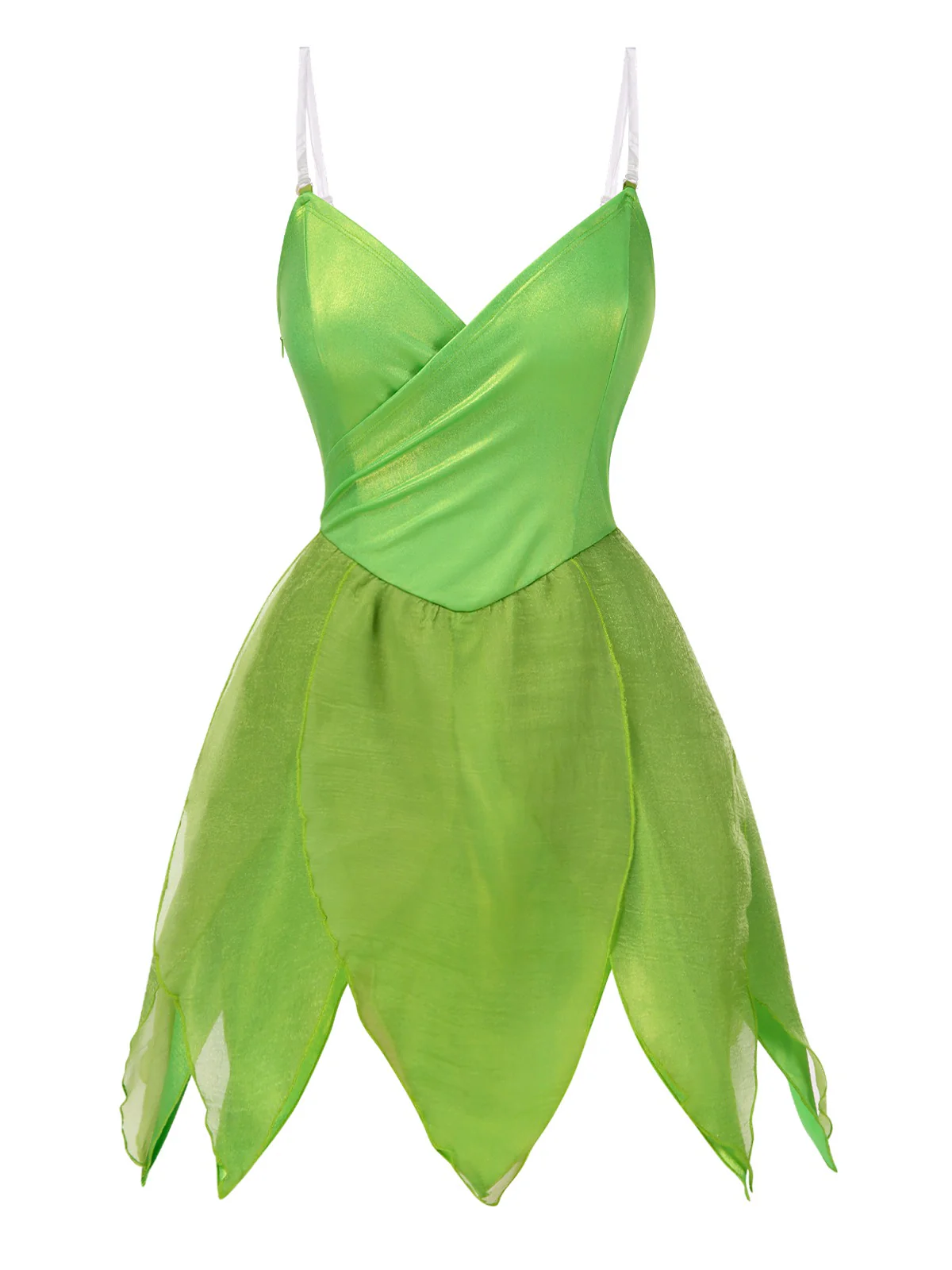 [Pre-Sale] Green 1970s Tinker Bell Fairy Petal Hem Mini Dress - Image 4