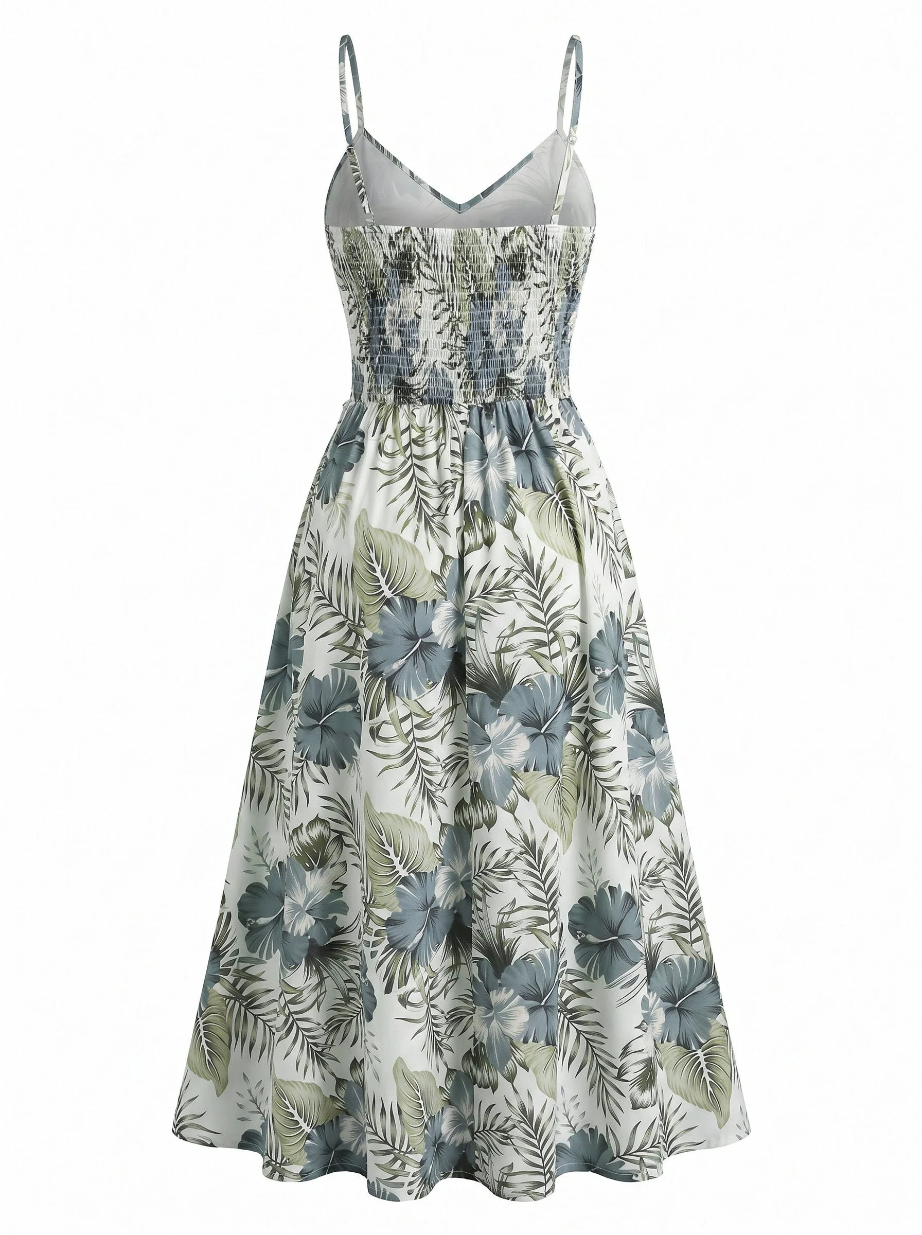 Green 1970s Tropical Floral Boho Cami Dress - Image 3